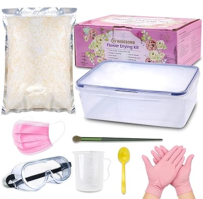 5lbs Silica Gel Flower Drying, Reusable Flower Preservation Kits, Silica Sand Flower Drying Kits with Airtight Container, Gloves, Brush, Safety Goggles for DIY Wedding Bouquet Preservation