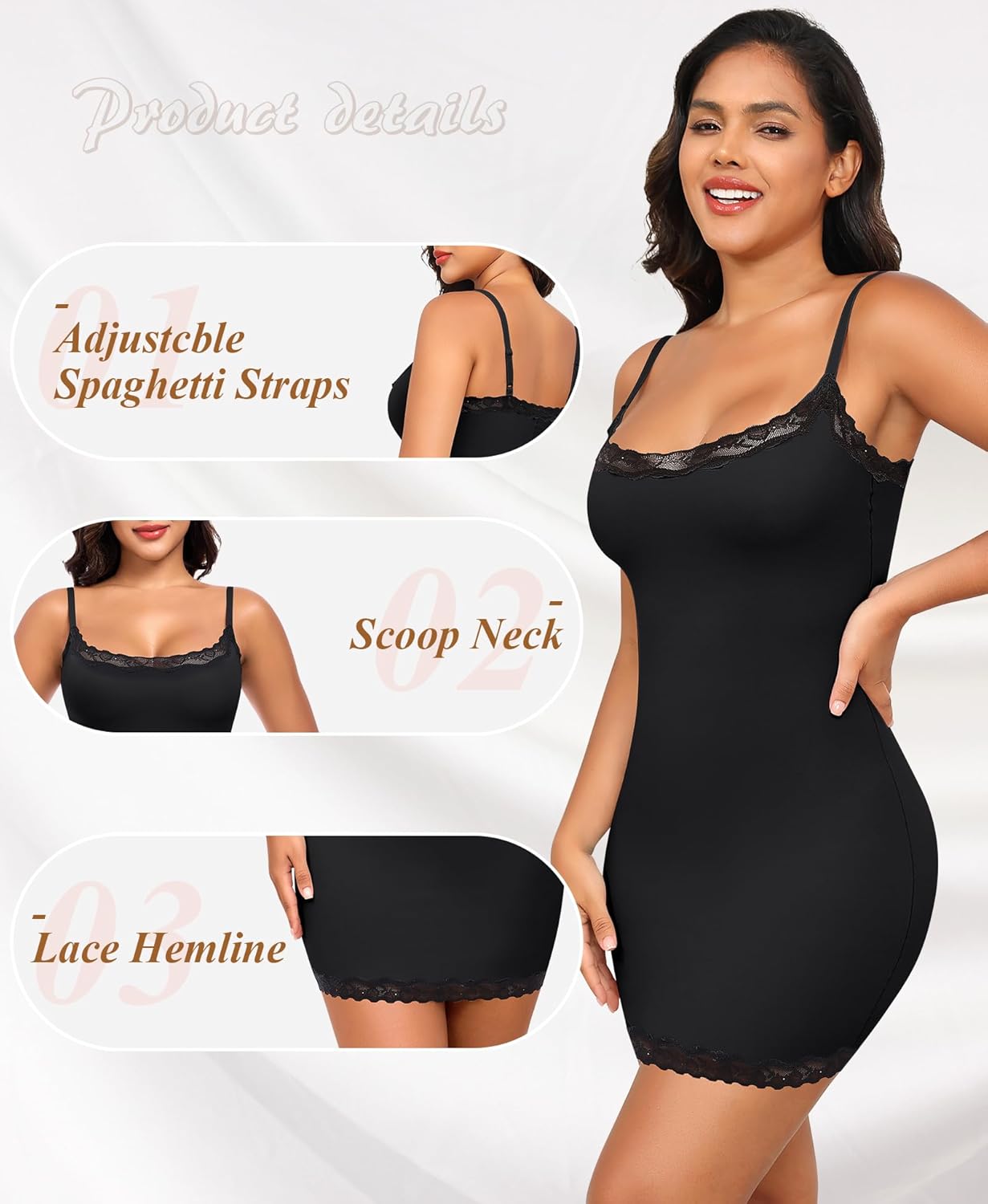 Slip Dress for Women Adjustable Spaghetti Straps Full Slips Under Dresses Cami Dress Slip Nightgown - Image 4