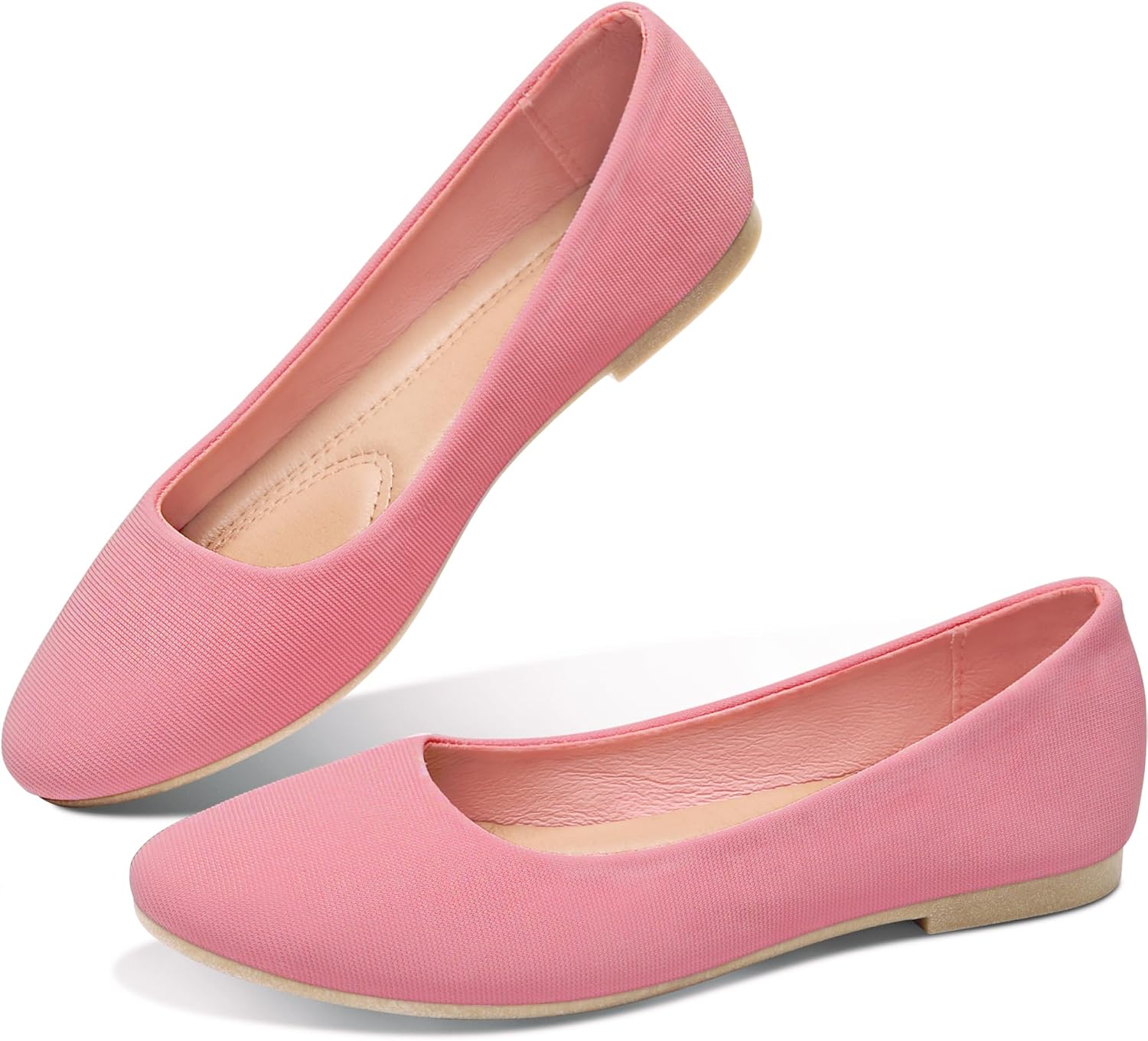 Obtaom Round Toe Women Flat Shoes Slip on Girls Dress Black Ballet Flats