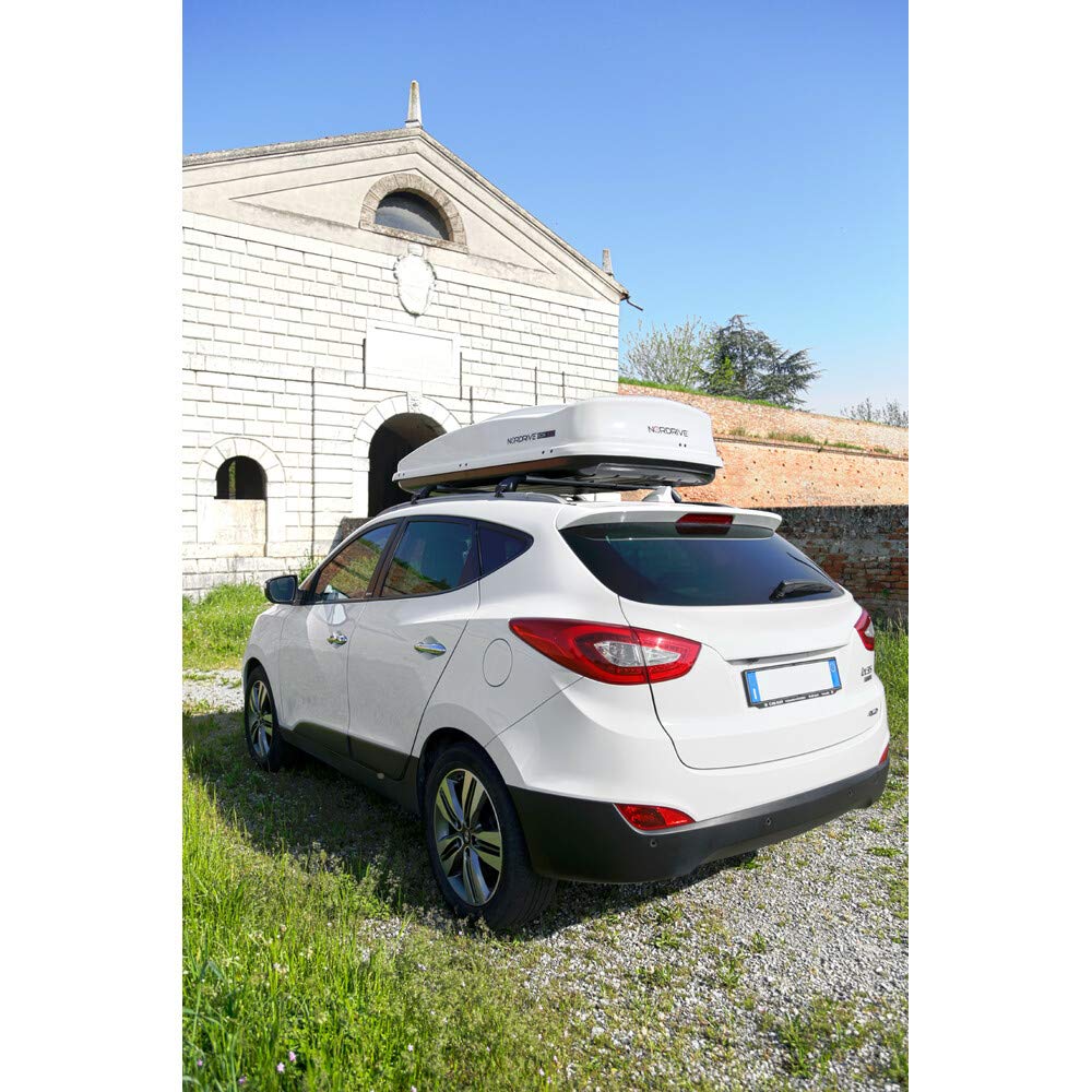 NORDRIVE N60023 Box 530, Box da Tetto per Auto in in ABS, 530 Litri - Bianco Lucido