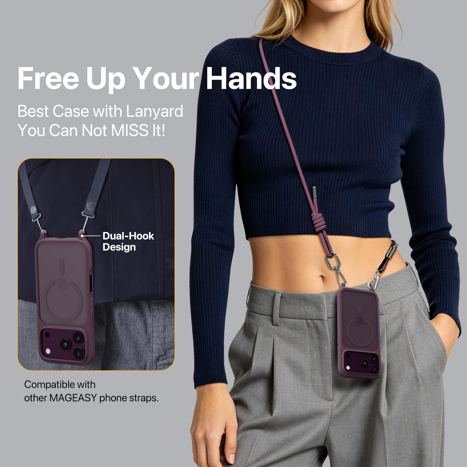WANDS/スマホケース ラババン Amazon.com: MAGEASY Roam MagSafe Crossbody iPhone Case with