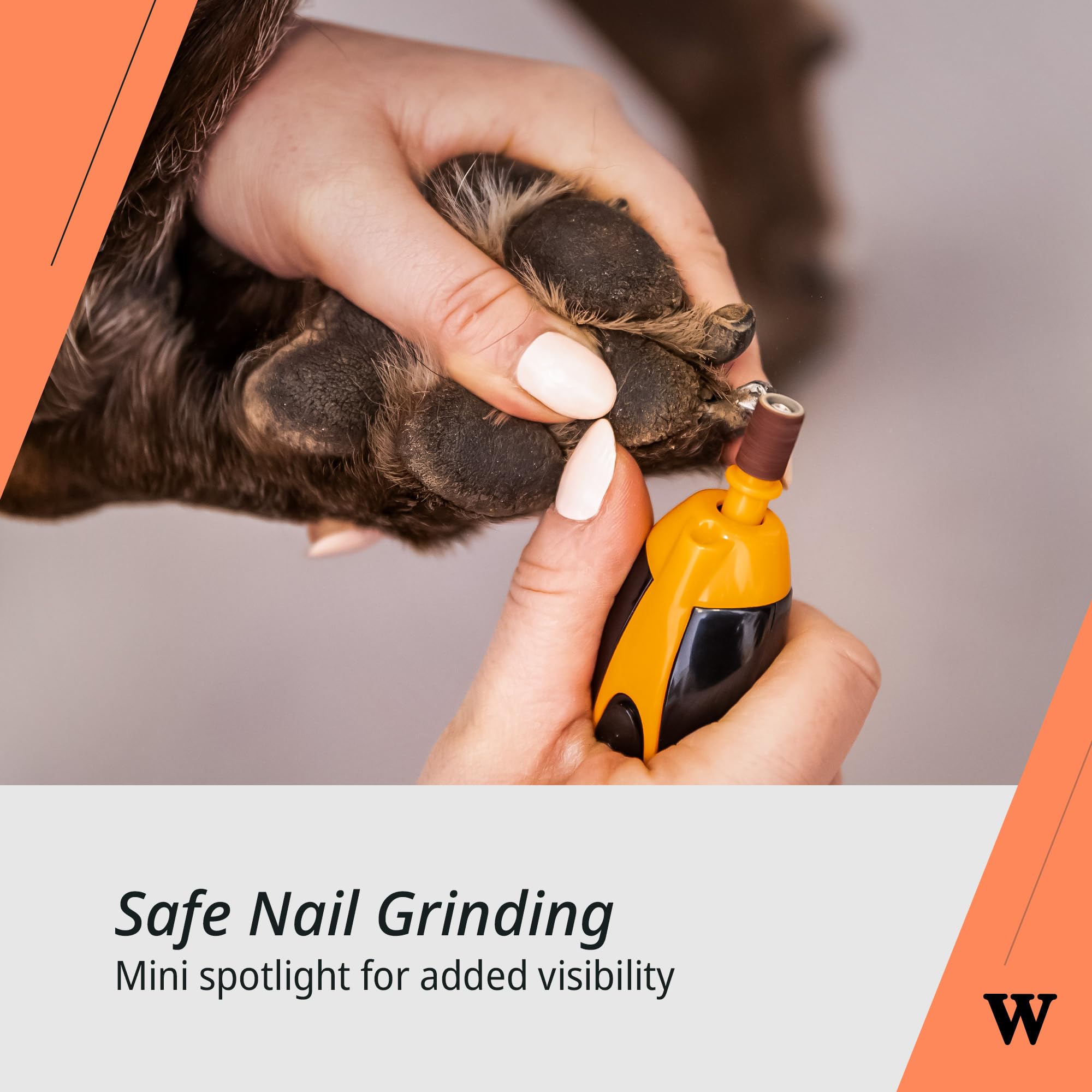 Wahl Pet Nail Grinder - Lima Unghie Animali Domestici, Lima per Unghie silenziosa e Leggera, 2 impostazioni di velocità, sicura e Delicata, Arancione