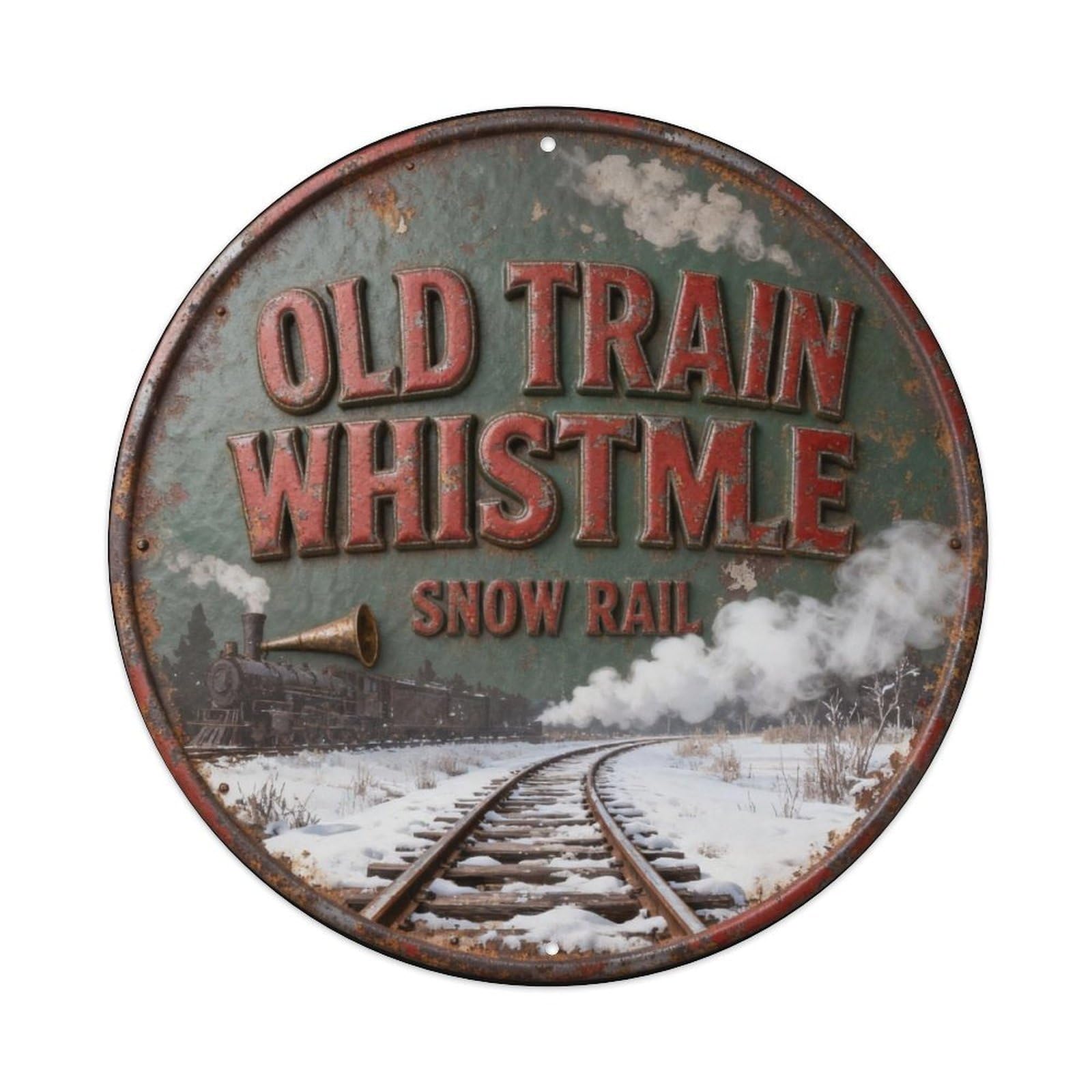 OLD TRAIN WHISTLE SNOW RAIL Metal Tin Sign Plaque