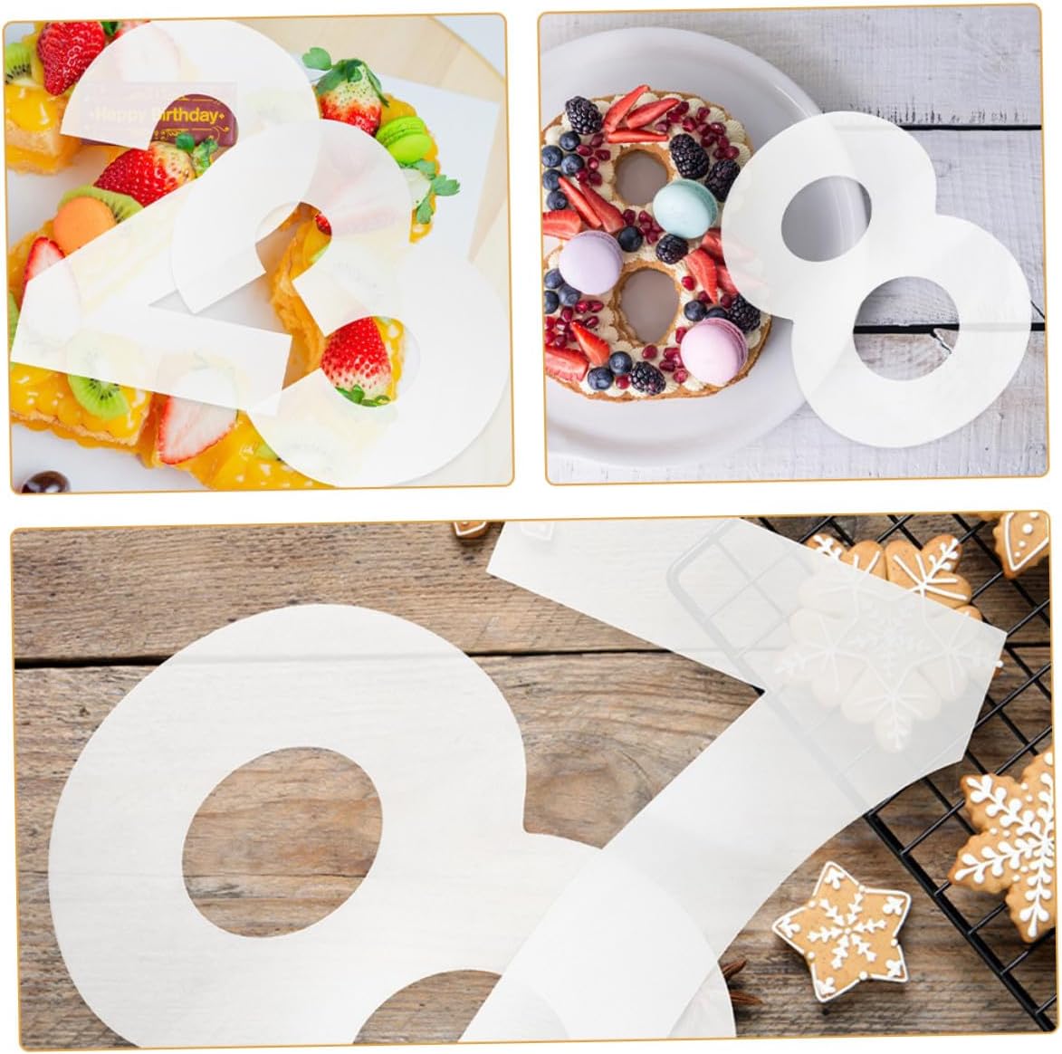 Cake Number Molds 0-8 Set for DIY Baking Plastic Mousse Cake Decorating Stencils for Celebration Decorating