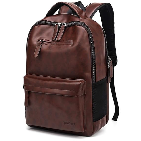 AirCase 13 Inch/ 14 Inch/15.6 Inch Premium Vegan Leather Laptop Backpack for Men & Women