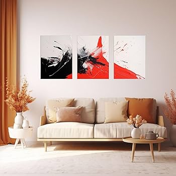 Amazon.co.jp: SHYAMIC アートパネル 抽象 3枚セット飾り絵 抽象画, 赤