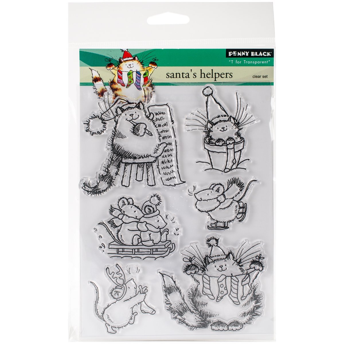 Penny Black Black Penny Clear Stamp Set, 30-385,Santa's Helpers