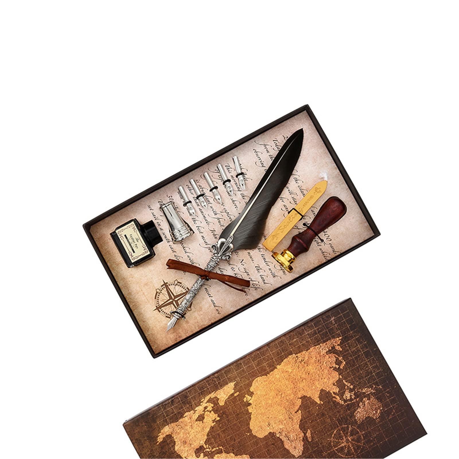 Tintenfeder Feder Kalligraphie Stift Set, Federstift Anfänger Federstift Set Schreibfeder Dip-Pen Set(Grey)