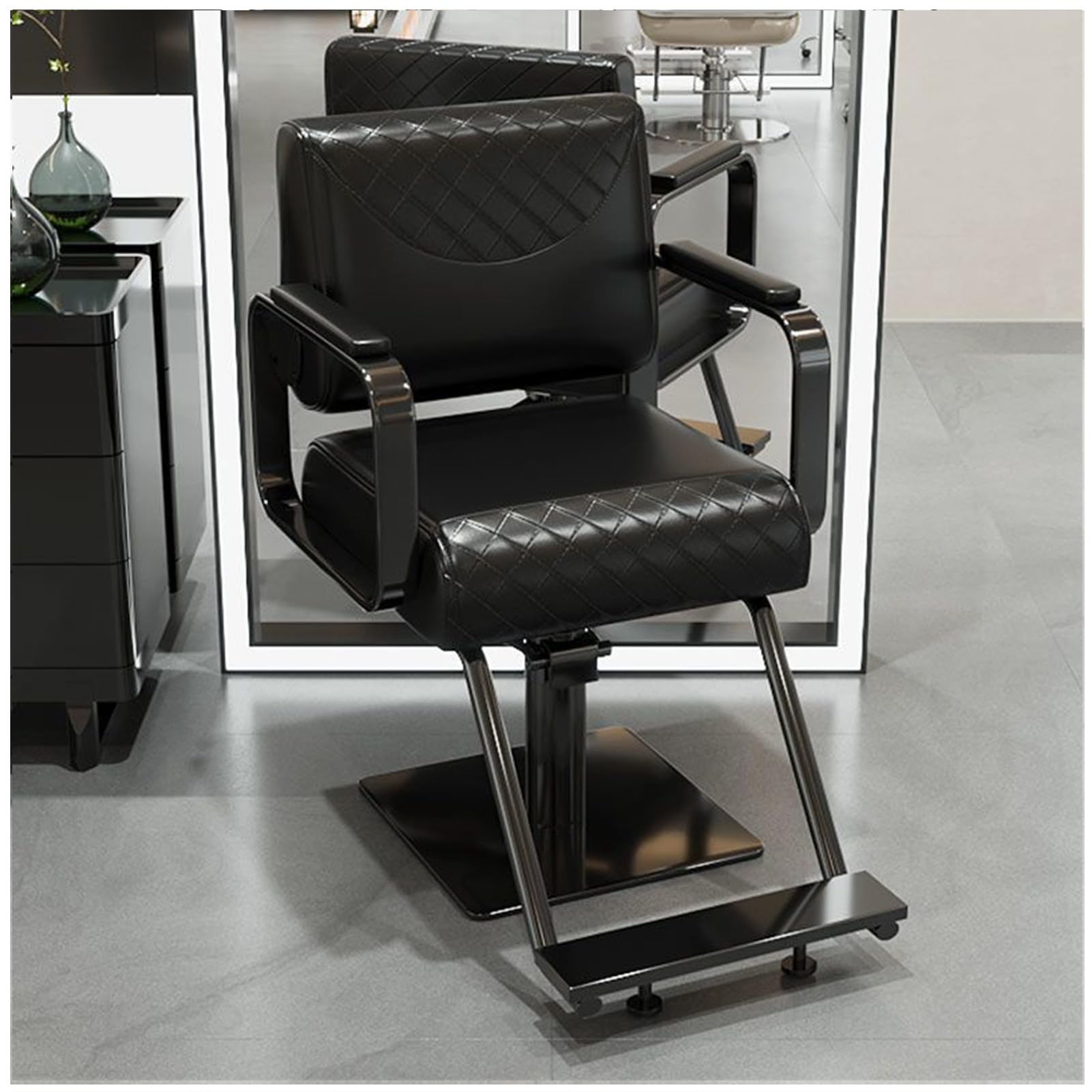 Hydraulischer Friseurstuhl 360° drehbar, Verstellbarer Salon-Haartischstuhl mit Fußstütze,Schwarz,B | Hydraulisch Höhenverstellbar, 360° Schwenkrotation, Komfort-Fußstütze & Metallarmlehne, Verschleißfest Leicht