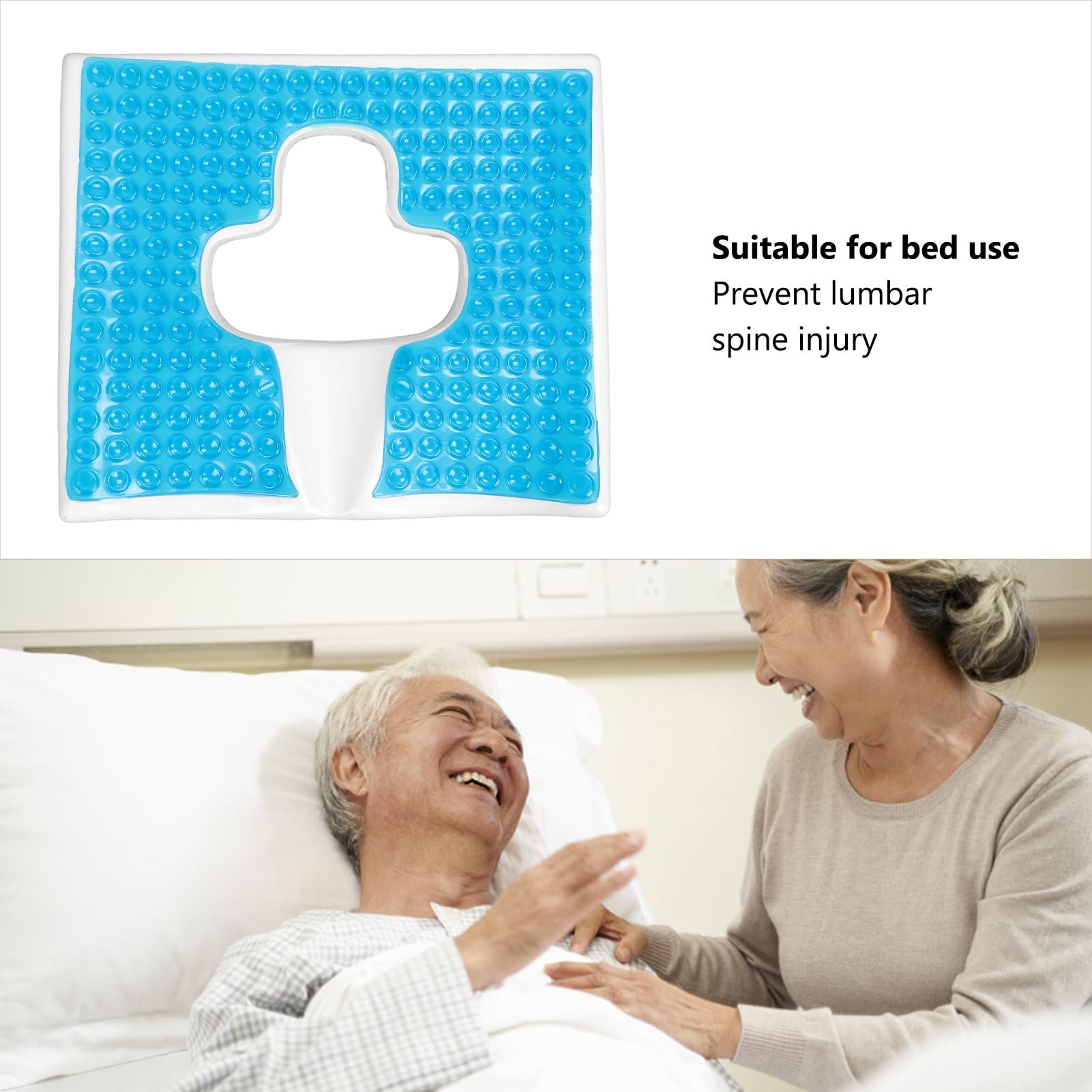 Cojín antiescaras que respira libremente, material de fibra en forma de T, apertura triangular, diseño de pendiente triangular, almohadilla antiescaras