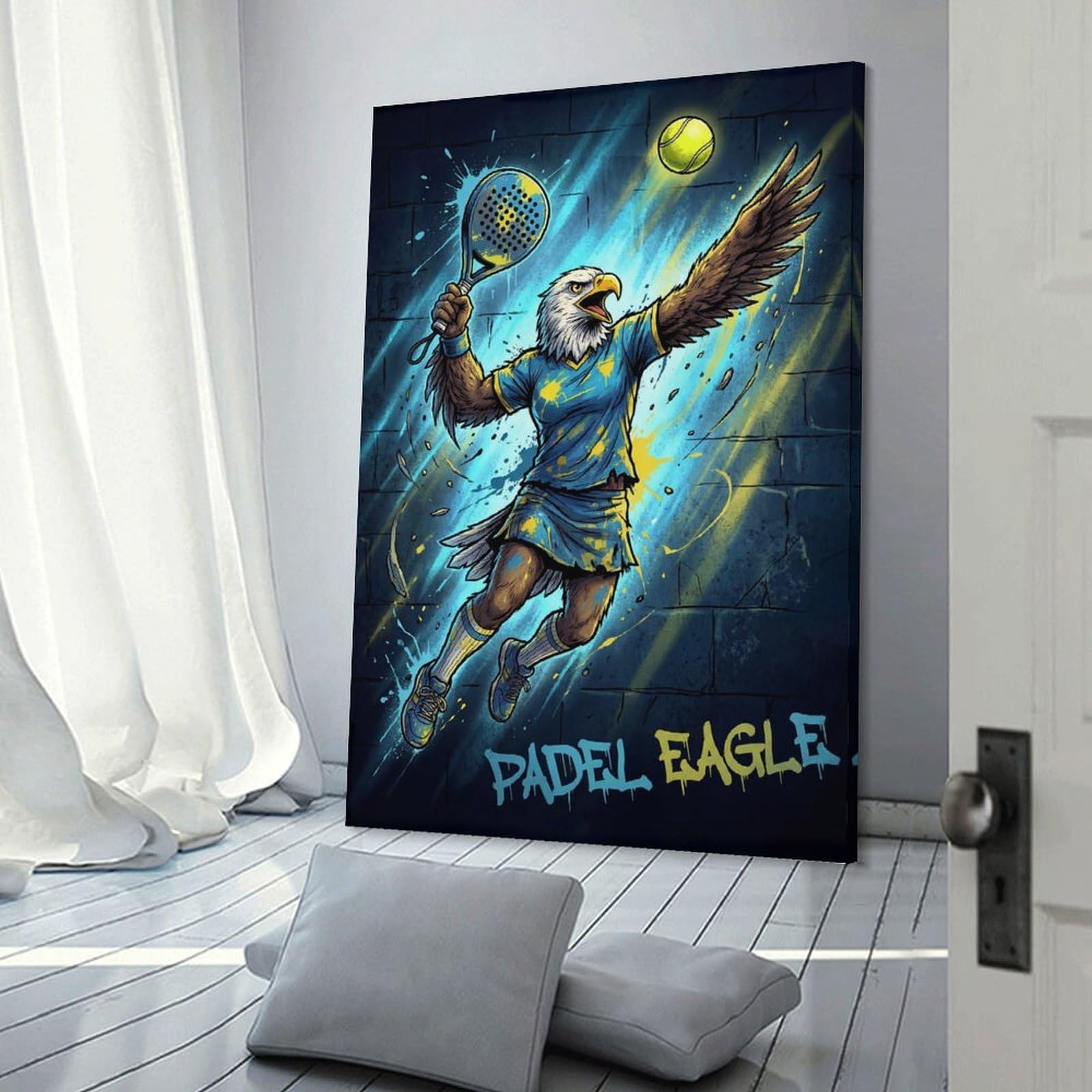 Junmoney Frame-Style-10 Padel Eagle Action Shot Canvas Wall Decor, 24X36inch(60X90cm), For Flats, Guest Rooms Or Compact Rooms, Decorative Canvas Decor For Home Updates