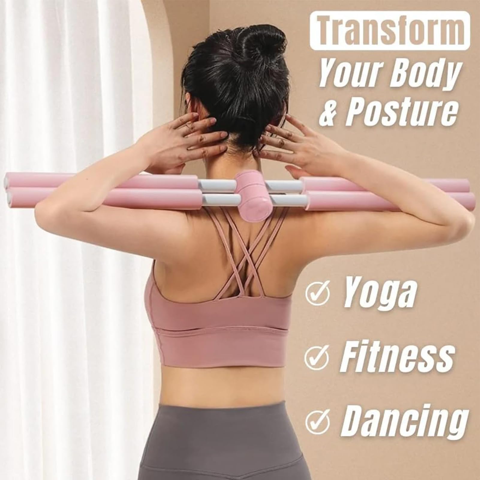 Postura Corrector Stick, Yoga Palitos De Postura Para Mujeres, Stick De Yoga De Acero Inoxidable, Herramienta De Estiramiento De Bastones De Corrección Para Jorobadas,adecuado Para Estiramiento Diario