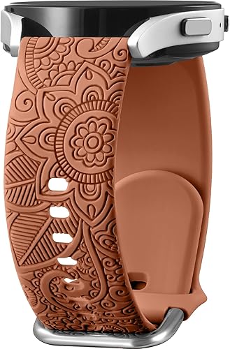 Odbeai Compatible con correas de reloj Samsung, bandas grabadas florales compatibles con Galaxy Watch 6, correa de silicona suave, transpirable,