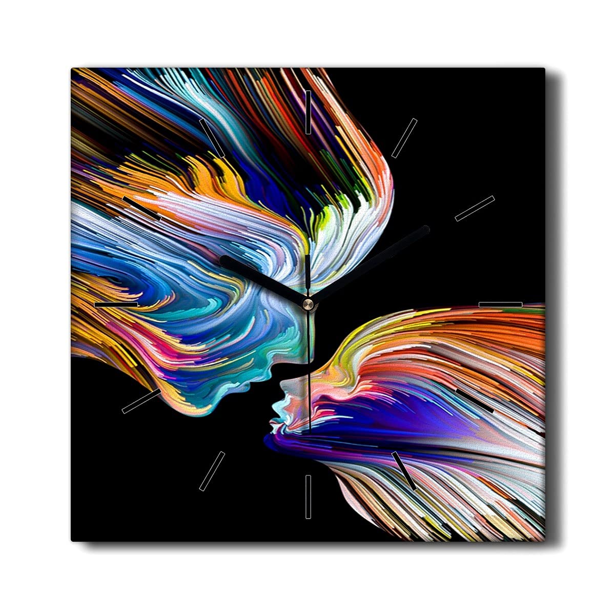 Horloge sur Toile 30x30cm Coloray expressionnisme chic et silencieuse pour salon moderne