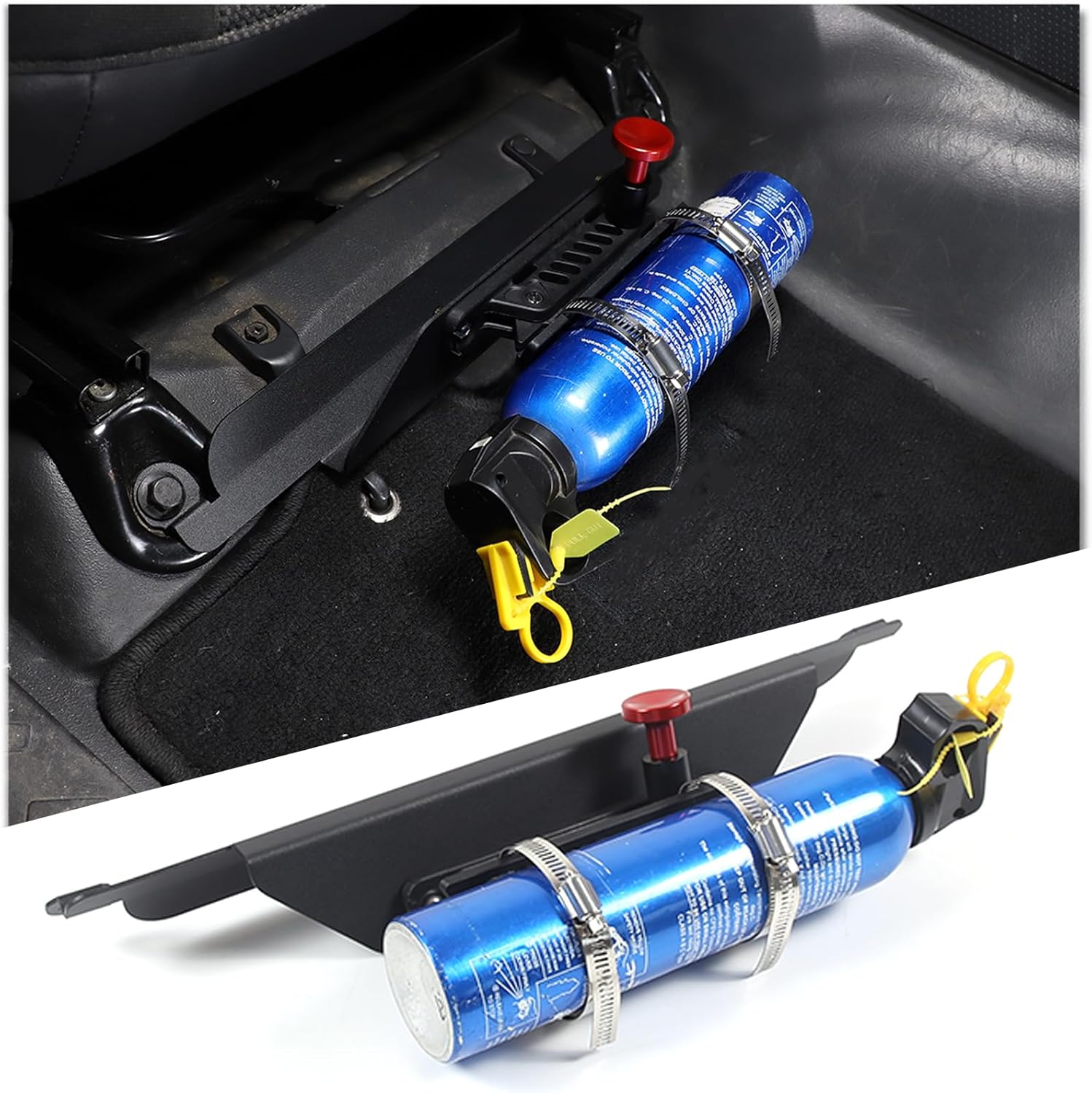 LLKUANG Adjustable Roll Bar Fire Extinguisher Mount Holder for Toyot@ FJ Cruiser 2007-2021,Aluminum Alloy Car Passenger Seat Fire Extinguisher Mount Bracket