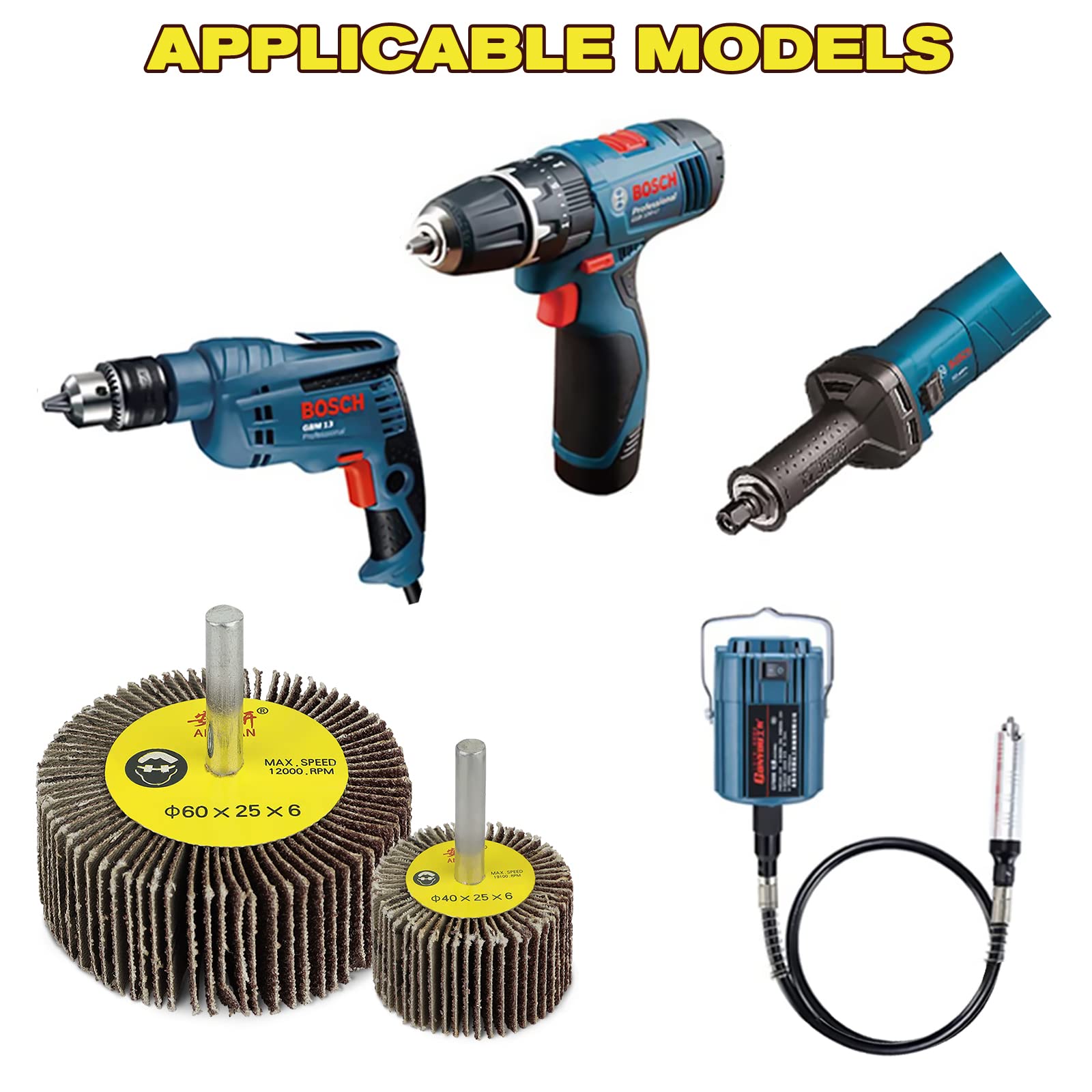 20PCS Roue Abrasives, LncBoc Roue de Ponçage à Lamelles, 10 Tailles Différentes pour le Meulage de Polissage Ponçage(80 Grain)