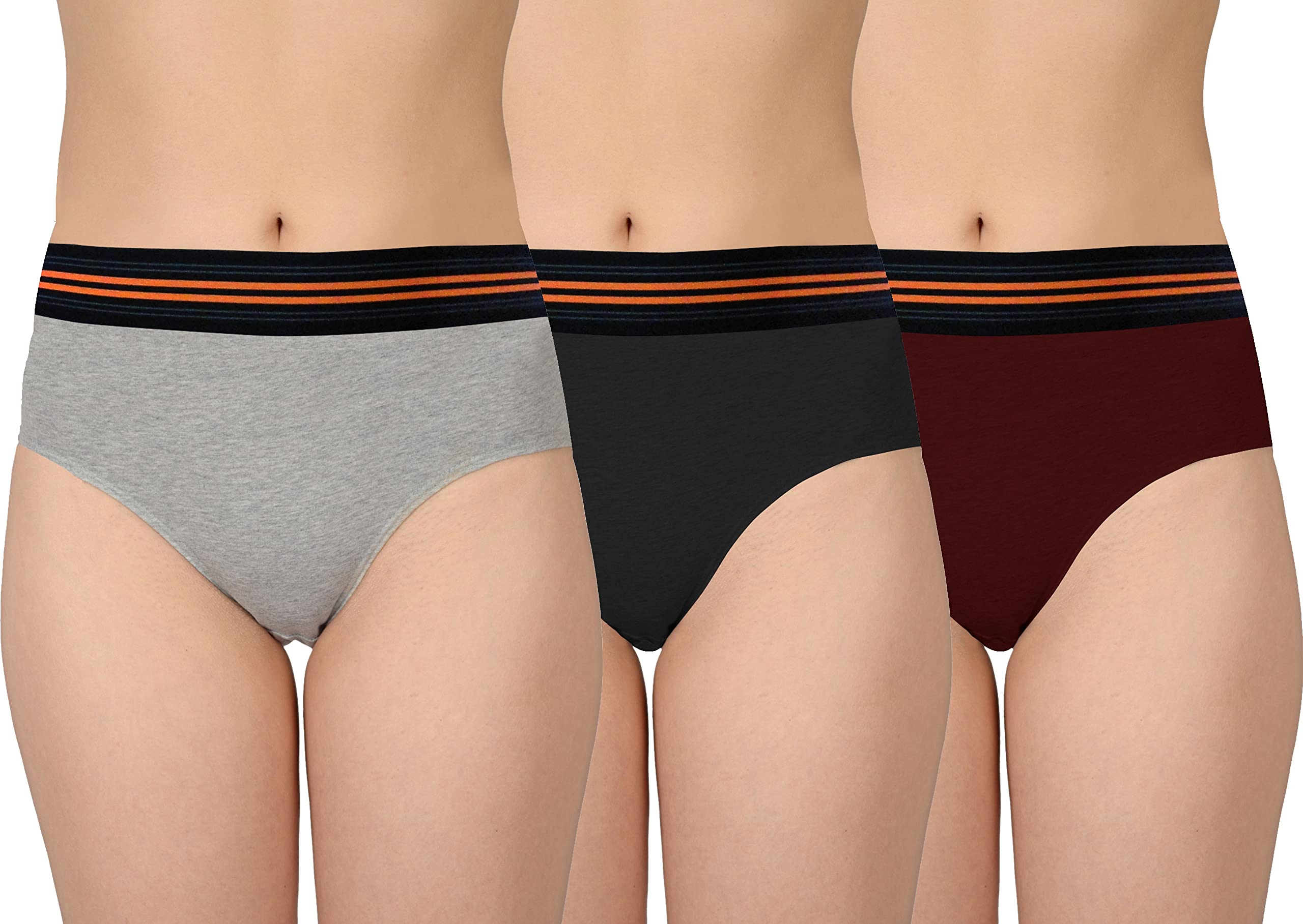 Selfcare Women Grey,Black,Maroon Solid Cotton Blend Hipster Panty Pack of