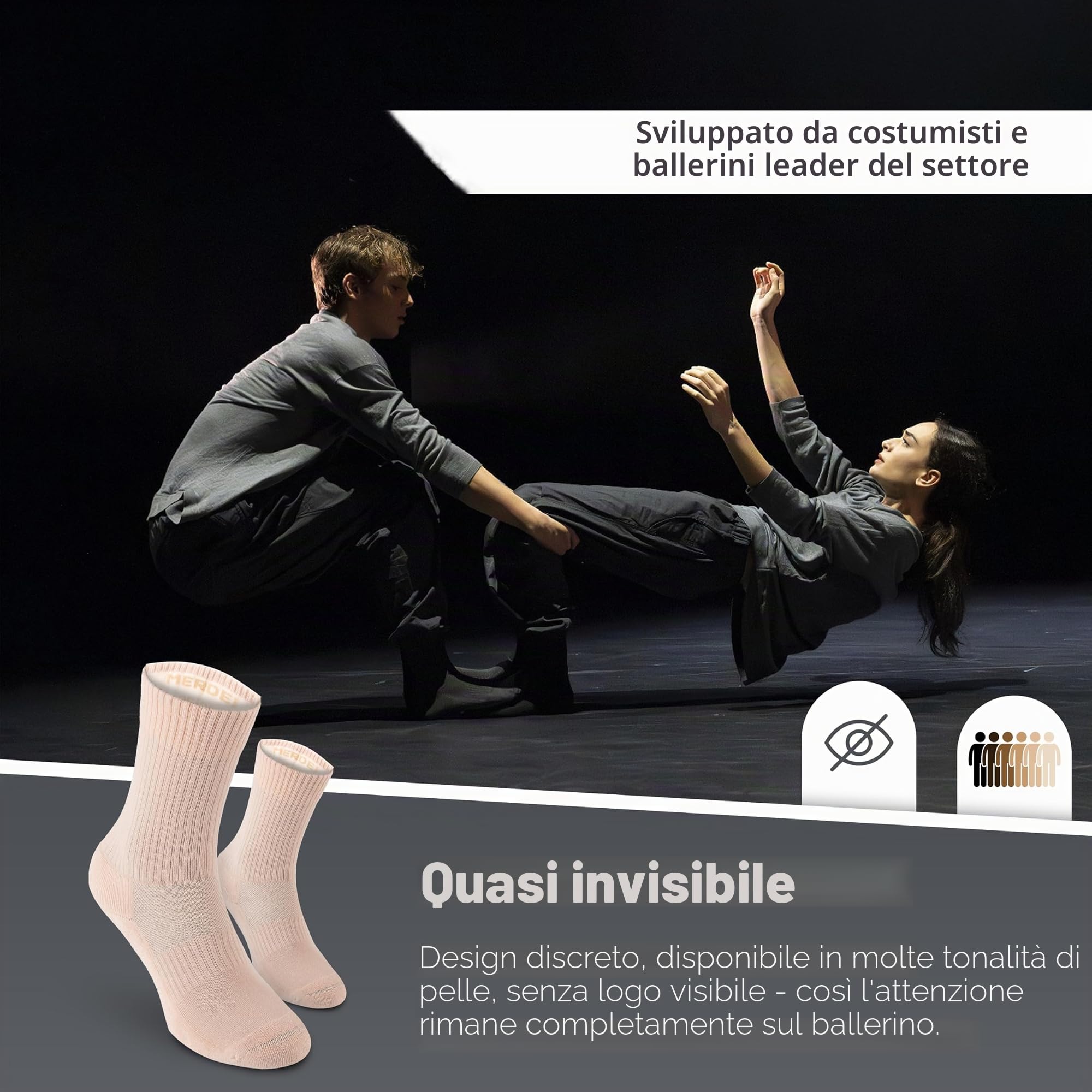 Safersox Calzini da danza balletto e danza contemporanea – 3 paia per donna e uomo