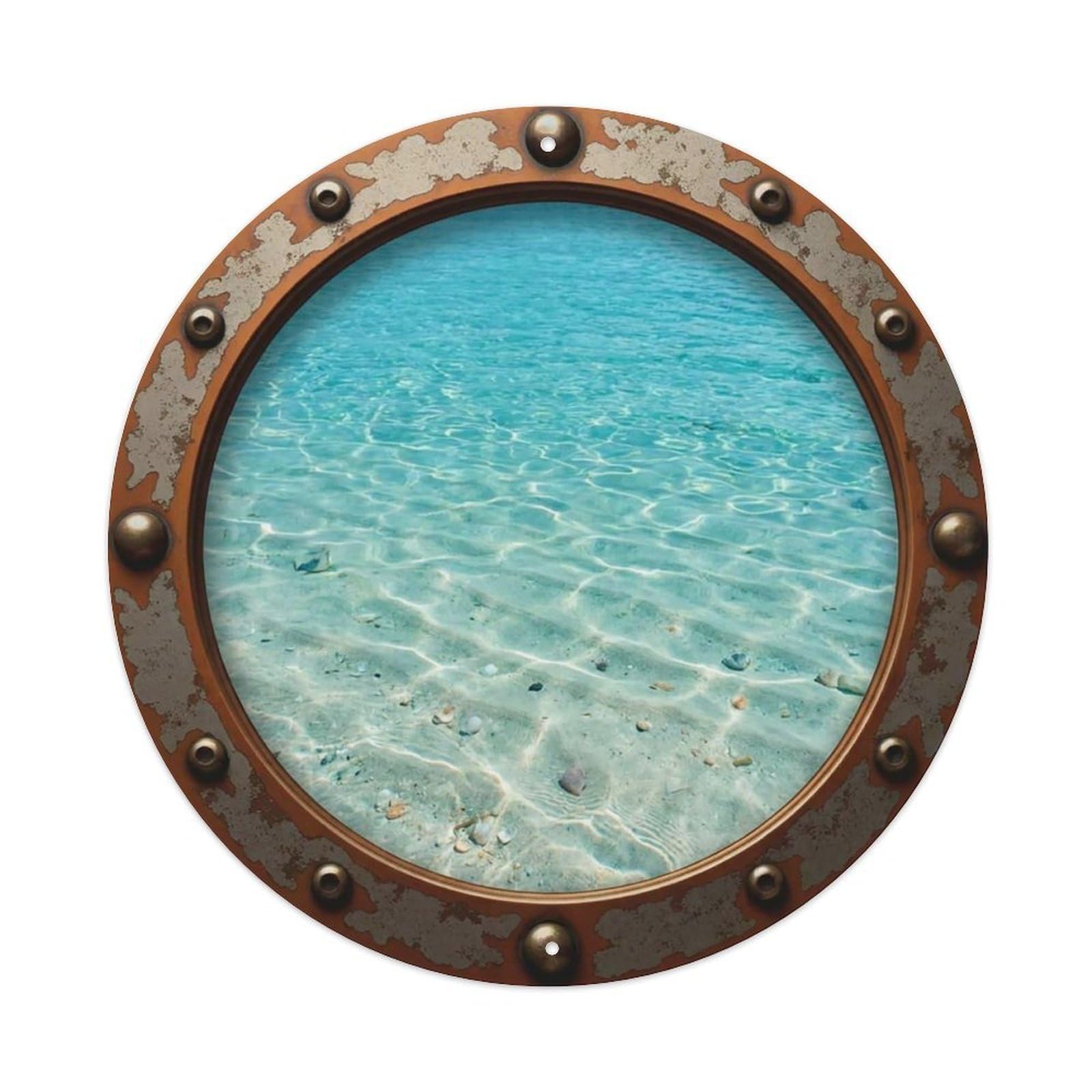 Vintage Porthole Sandy Shallows Nautical Window View Vintage Metal Tin Sign Plaque Wall Decor for Cafe, Club Bar, Office, Garden Metal Poster 8x8Inch
