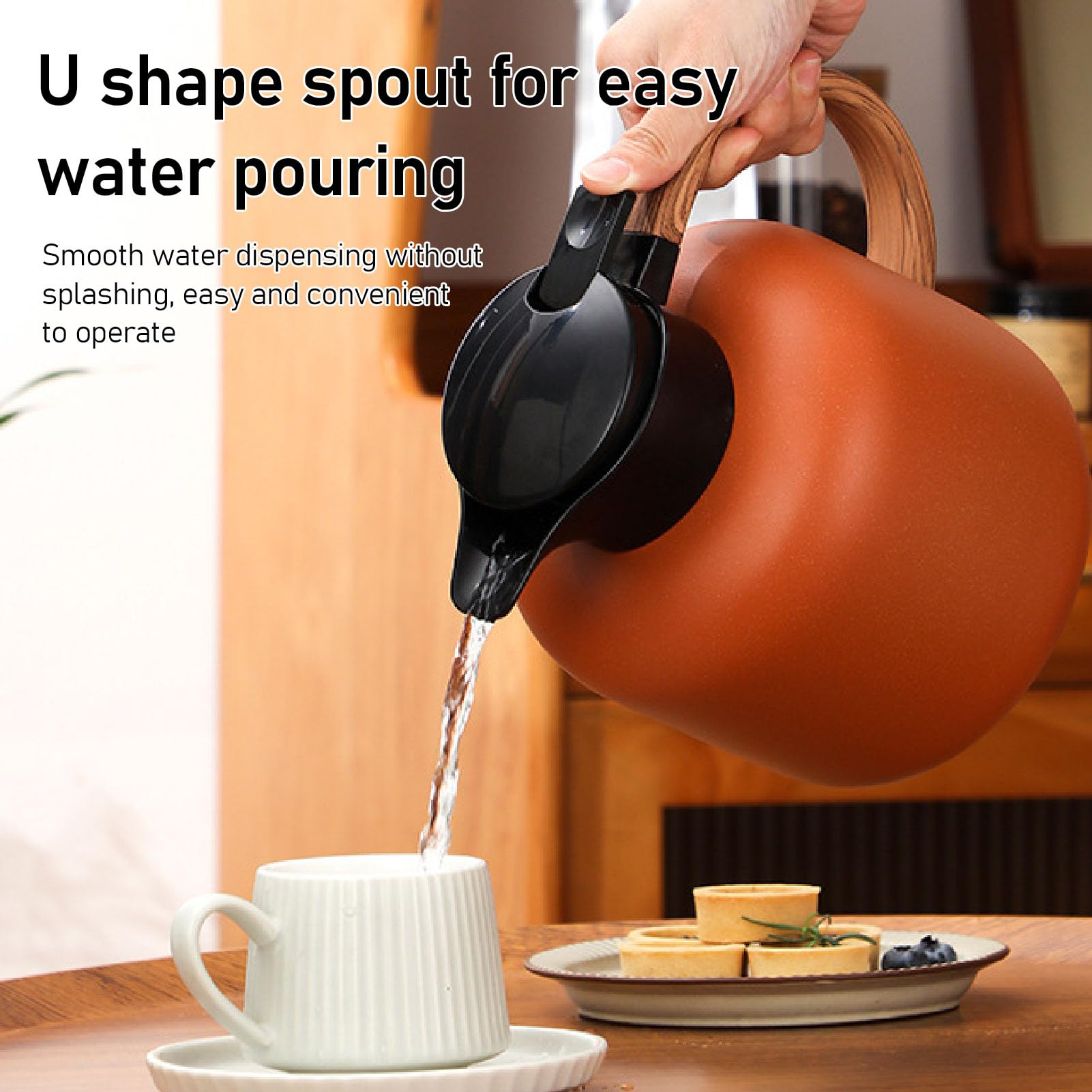 2L Stainless Steel Thermal Coffee Carafe, 24 Hours Heat Retention, Leakproof Insulated Coffee Pot Dispenser for Coffee, Tea, Hot Water with Duckbill Shaped Kettle, Orange
