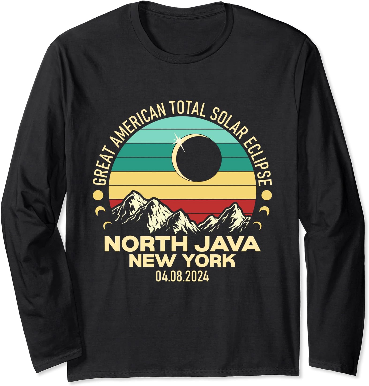 Vintage North Java New York Total Solar Eclipse 2024 Long Sleeve T-Shirt