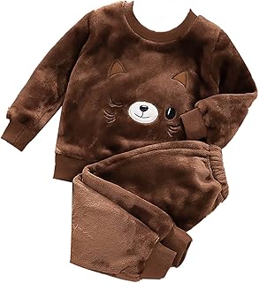 Linda ropa de franela para niños y niñas, pantalones de manga larga, cálidos, suaves y mullidos, ropa de invierno con pantalones de chándal de forro polar