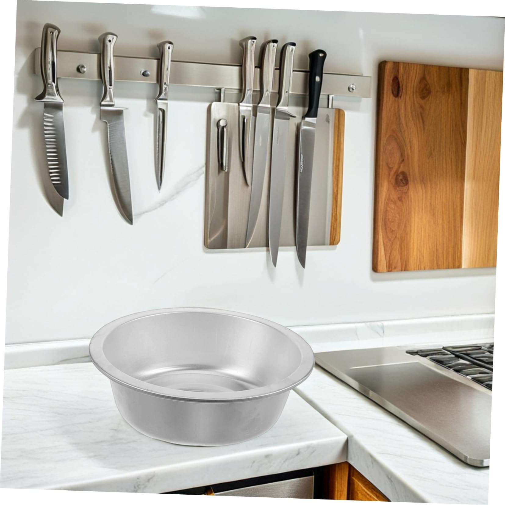 Healifty Bassin en Aluminium Épais Argenté 28cm pour Préparation Alimentaire et Lessive, Saladier Métal Facile à Nettoyer Design Classique Intemporel