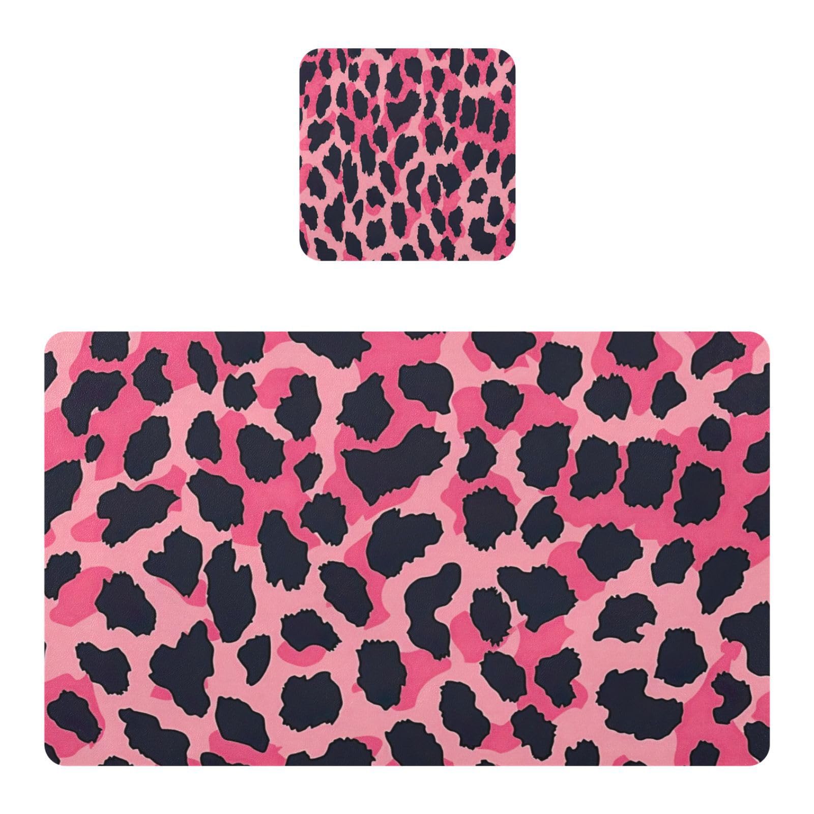 BURSTDDY Leopard Print Placemat Waterproof Place Mat for Dining Table