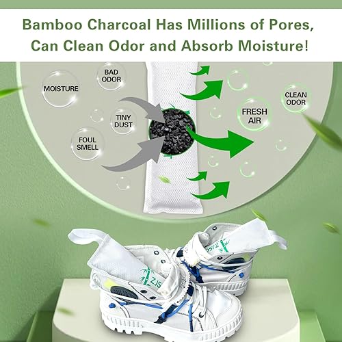 Miniatura 3 de Eliminador de olores de zapatos de carbón - Insertos desodorantes para botas de trabajo, tenis, bolsas de gimnasio que absorben olores con abridor