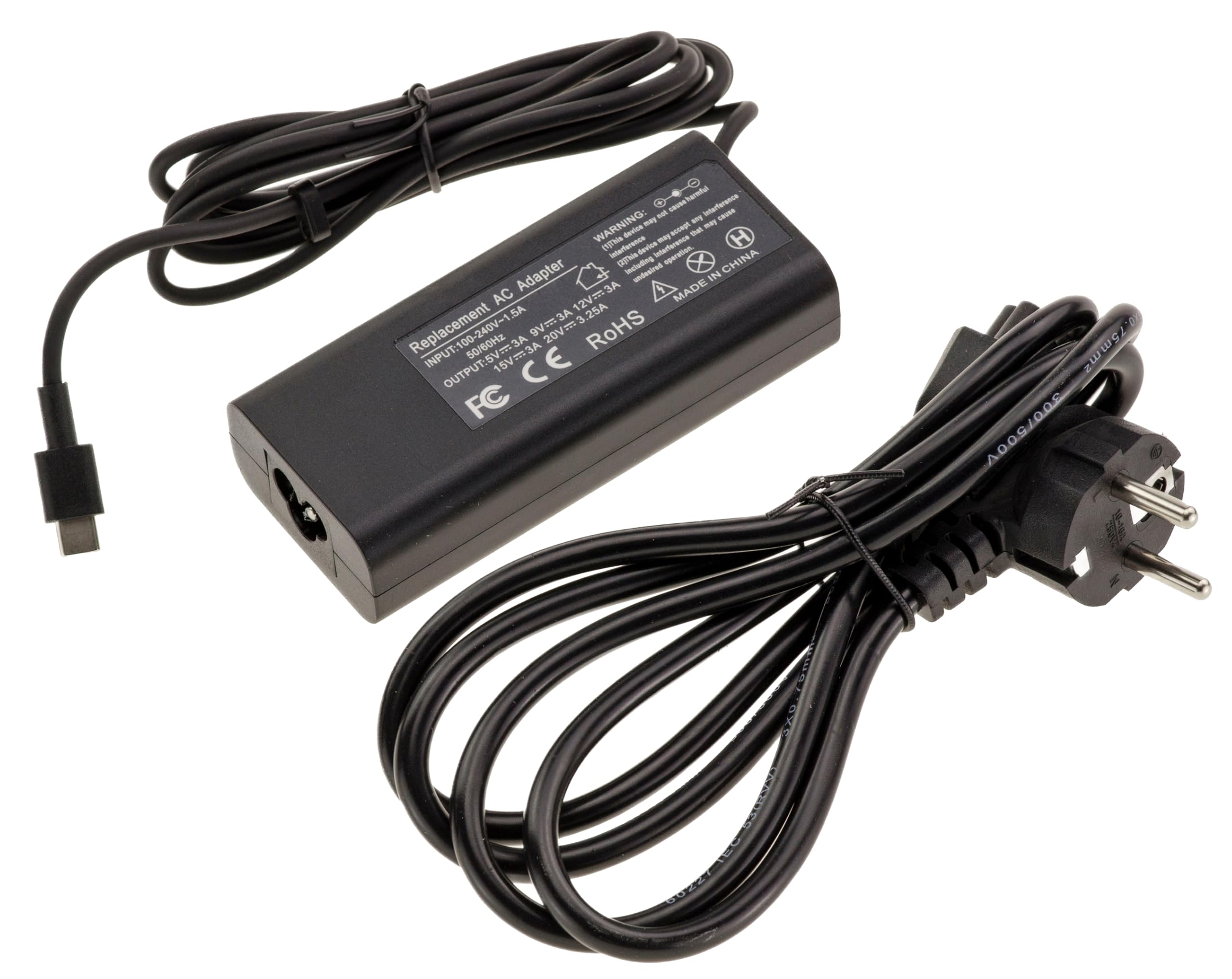 KALEA-INFORMATIQUE Zasilacz równoważny oryginalnemu, kompatybilny z laptopami Dell – wtyczka USB C, moc 65 W i możliwe wyjścia: 20 V 3,25 A lub 15 V 3 A lub 12 V 3 A lub 9 V 3 A lub 5 V 3 A