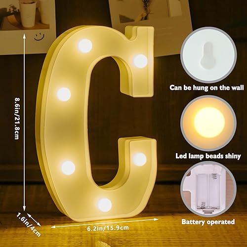 Miniatura 66 de Letras iluminadas, letras con luces LED de 26 alfabetos, letras iluminadas decorativas, letras de marquesina LED que funcionan con pilas para Luz