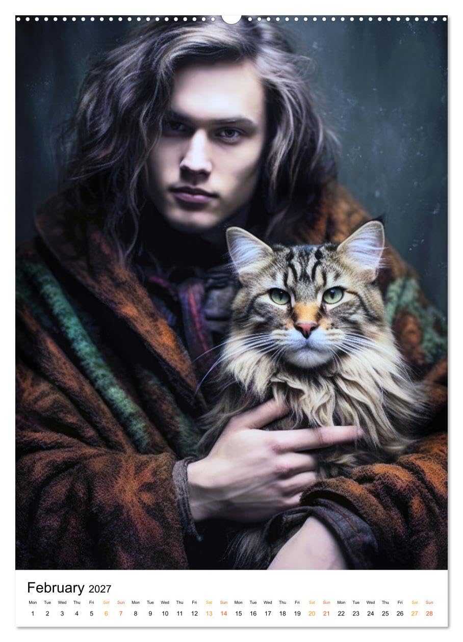 Purrrfect Companions (High Quality Premium Wall Calendar 2027 DIN A2 portrait),CALVENDO 12 Month Wall Calendar: Discover the captivating harmony ... celebrating the timeless bond they share.