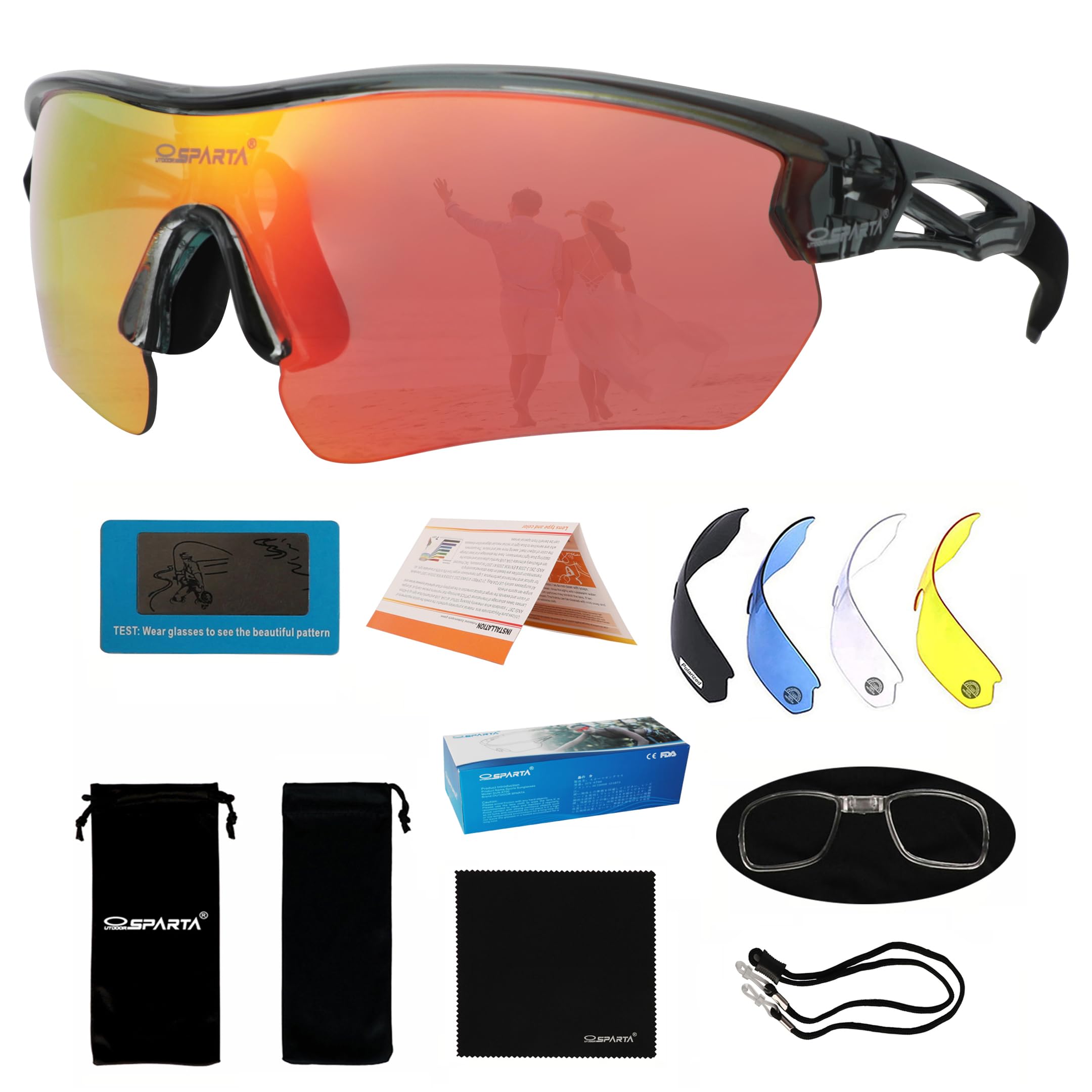 Sponsored Ad – Polarized Sports Sunglasses UV400 with 5 Interchangeable Lenses,Mens Womens Baseball Driving Fishing Golf Running Cycling Glasses