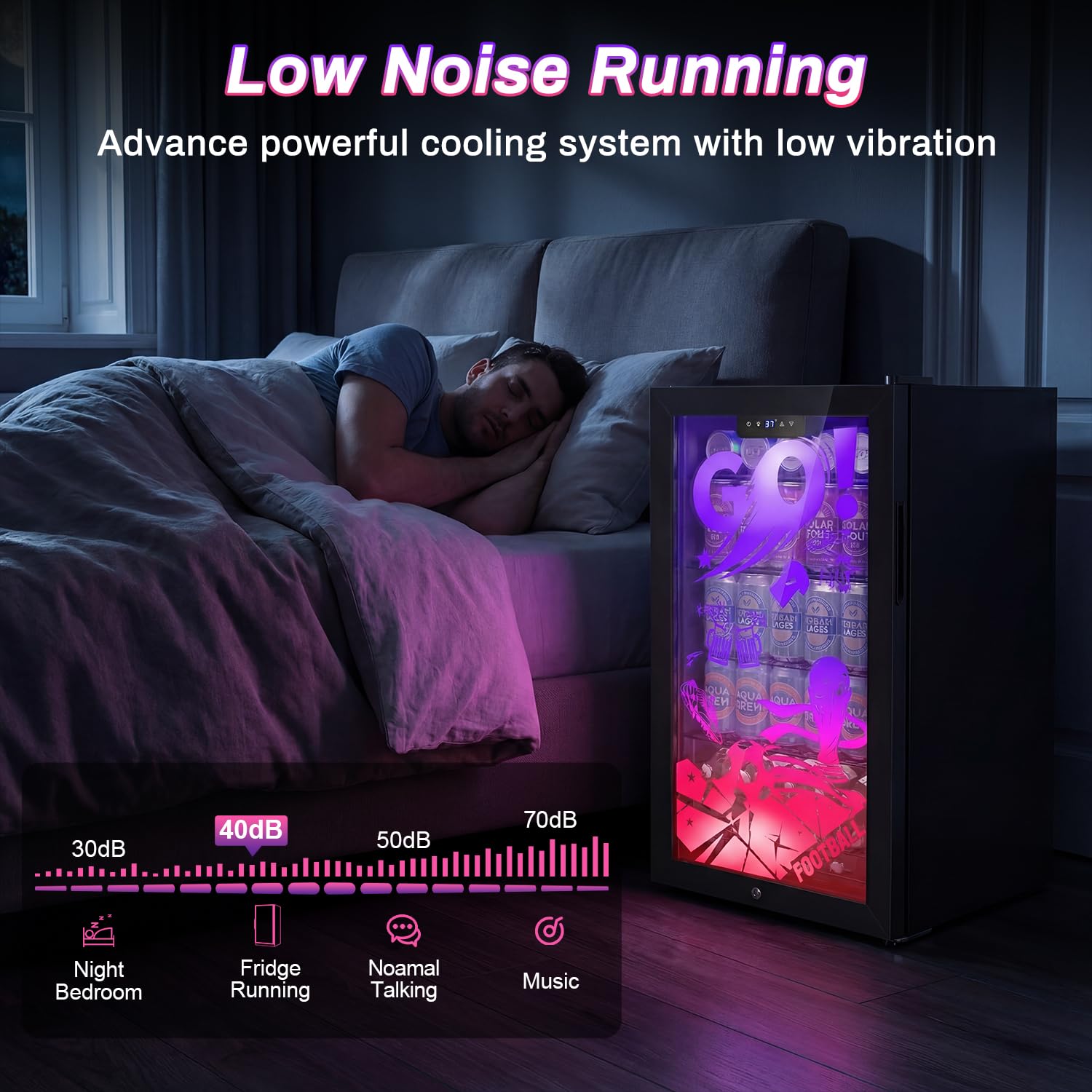 Velivi Gaming Glass Door Mini Fridge – 3.2 Cu Ft Cool Mini Fridge Lockable Beverage Refrigerator With LED Gaming Lights, Cyberpunk Drink Cooler For Soda Beer, Perfect For Gaming Room Bar Home Party on Fridge.com - View 6