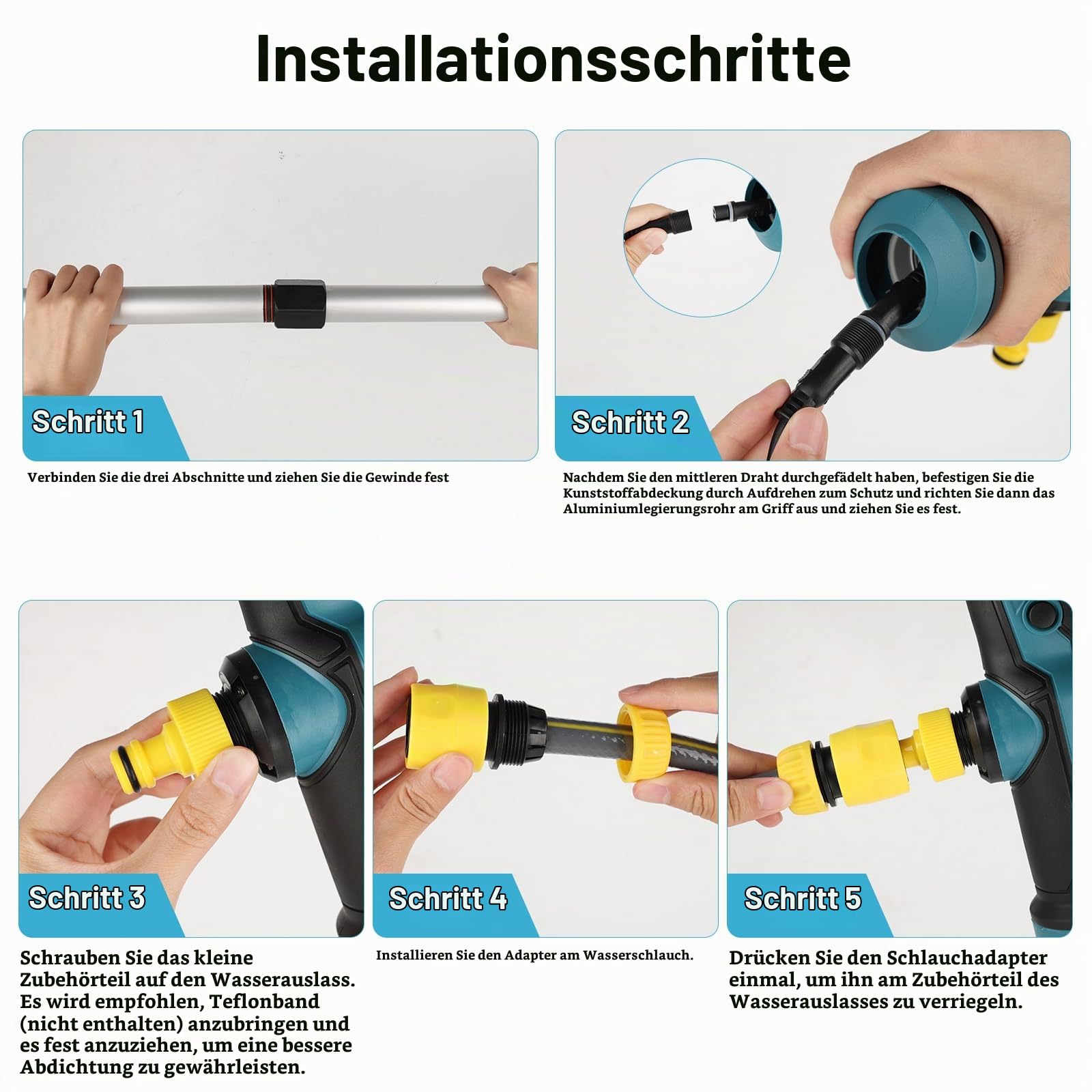 Akku Regenfasspumpe Wasserpumpe Kompatibel mit Makita Akku 18V | Kabellose Stab-Wassertransferpumpe, Tragbare Elektrische Wasserpumpe 3600 l/h, Förderhöhe 3 m für Pool/Gärten(no Akku)