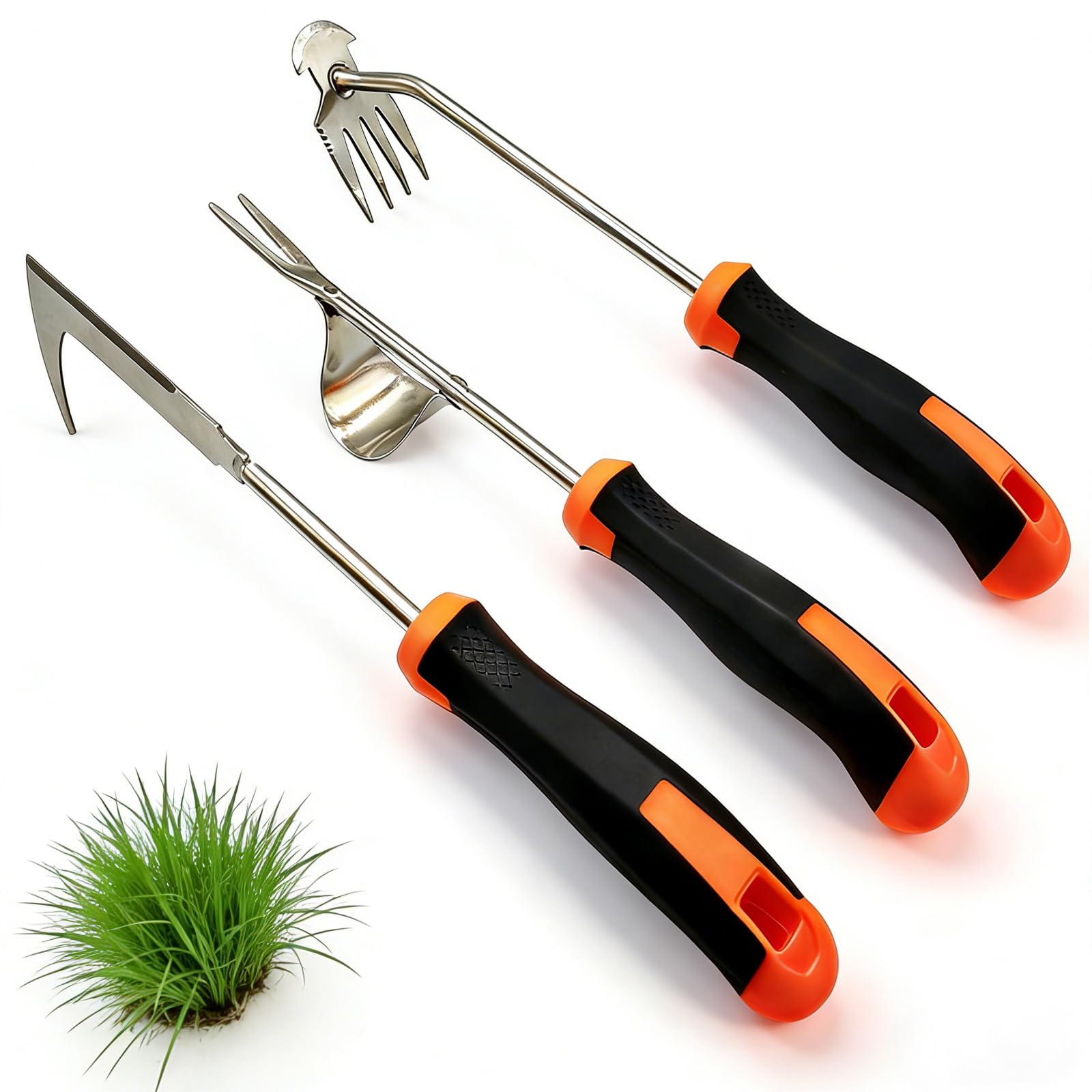 2026 Weed Puller Tool, 3-Piece Garden Weeder Tool Set, Weed Remover Tool, 4-Tine Uprooting Puller & Crevice Weeder, Portable Weeding Artifact for Backyard, Vegetable Garden & Farm - 1