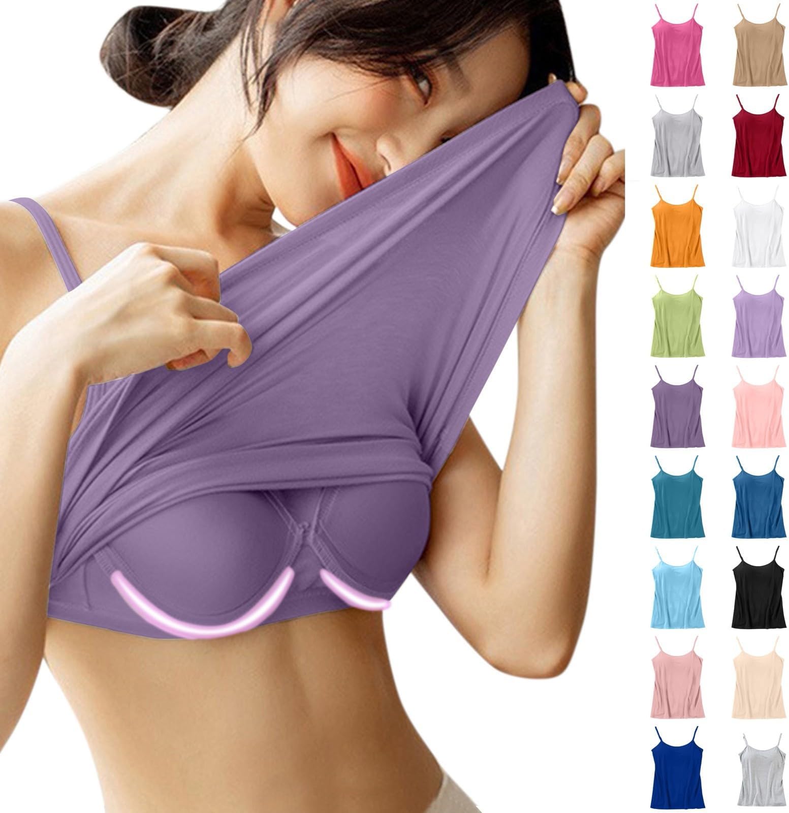 Ladies Vest Top With Built In Bra Support Camisole Tops For Women Uk Plus Size Strappy Vest Top Camisole Tops With Bra Support Gym Tanktop Slim Fit Spaghetti Straps Tanktops Stretch Yogatop