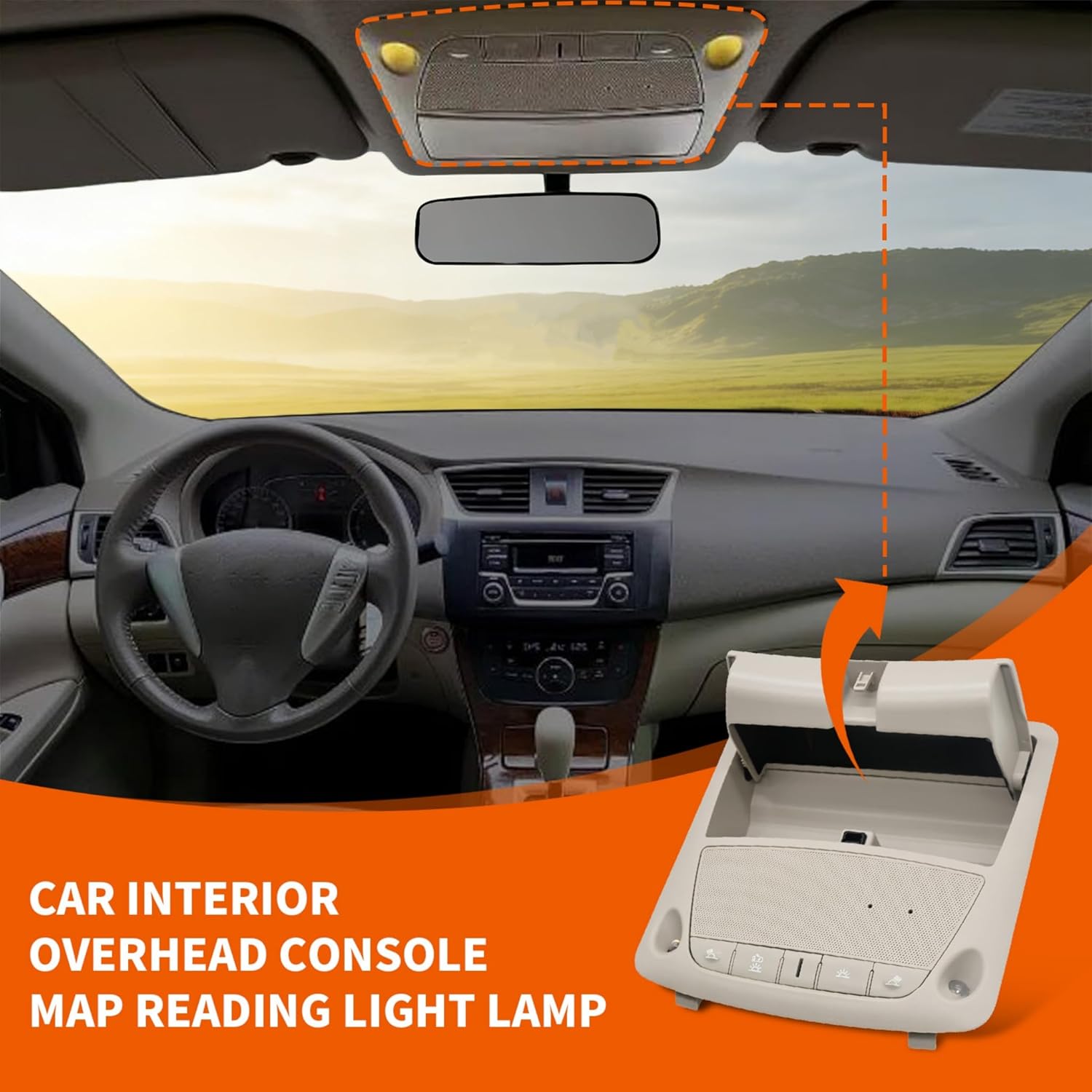 Car Interior Overhead Console Map Reading Light Lamp Compatible with Bluebird SYLPHY X-Trail Altima Teana Sentra 2013-2018 Leaf 2016-2017 26430-C990D