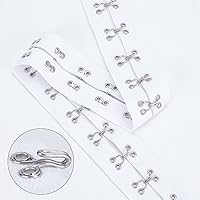 Vista 4 de FINGERINSPIRE Cinta de algodón de 3 yardas x 1.6 pulgadas con gancho y ojal, espacio de 1.2 pulgadas/1.2 in, ribete blanco con gancho, cordón