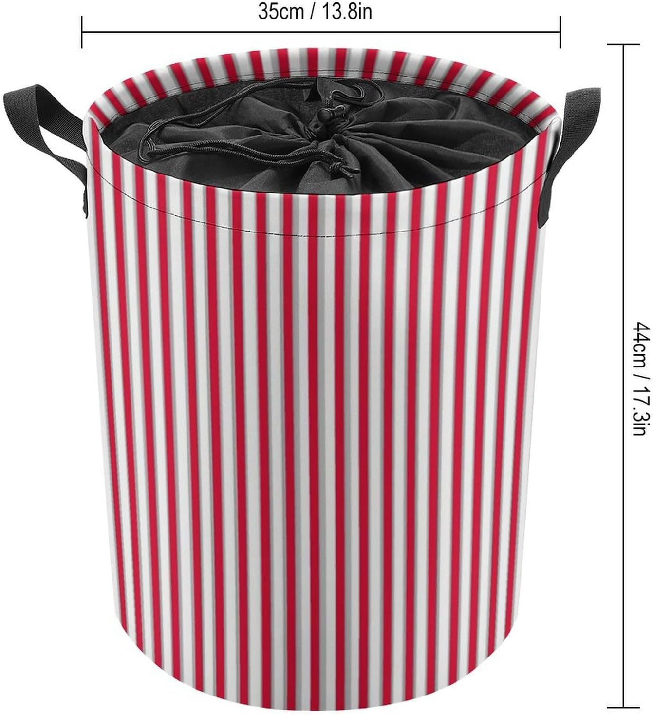 Large Laundry Basket, Red Stripes Collapsible Laundry Hamper with Drawstring Dirty Clothes Washing Bin for College Dorm Storage Essentials