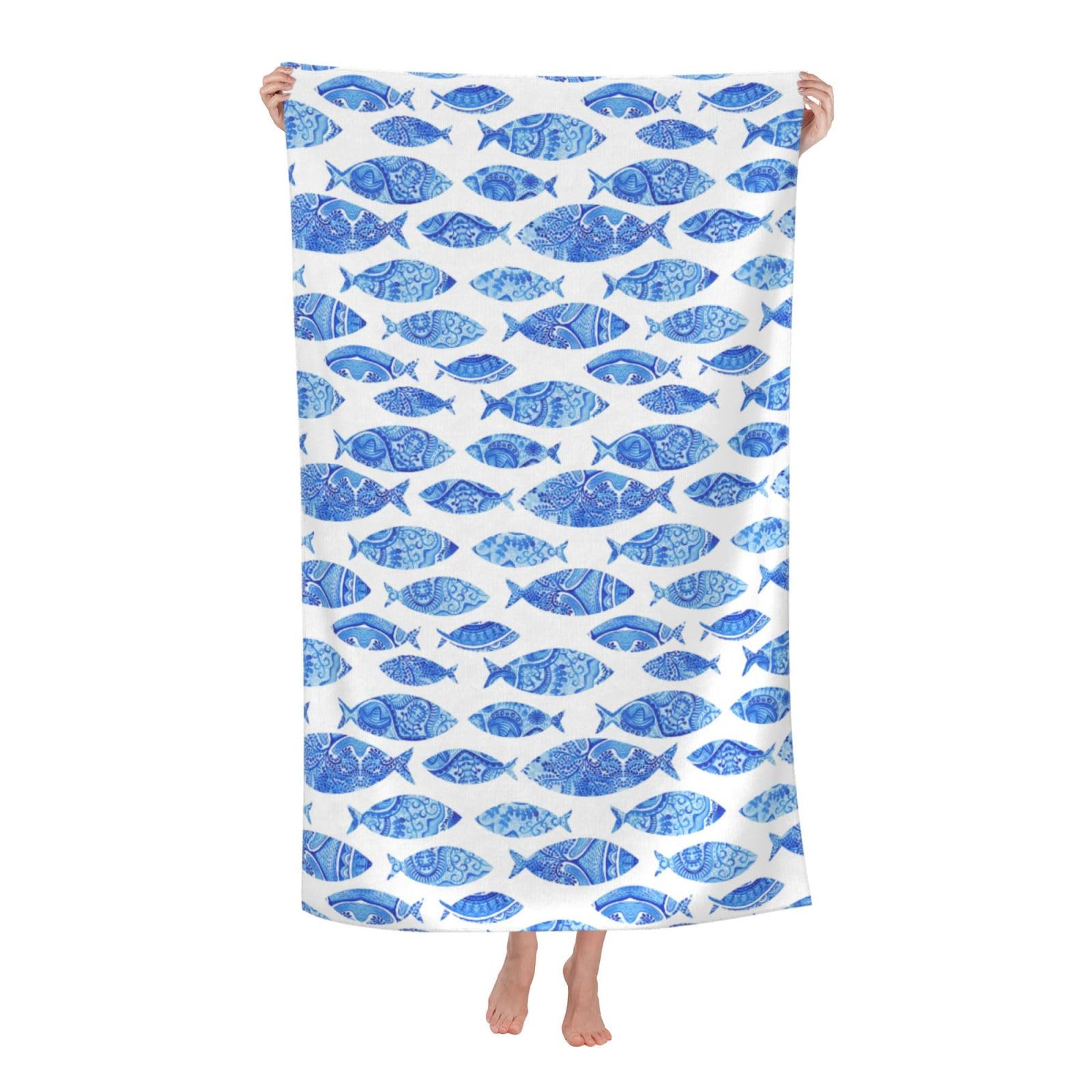 Cbaaghh Fish Painting Print Adult Beach Towels,Beach & Pool Towel,Beach Towels,Towels For Camping