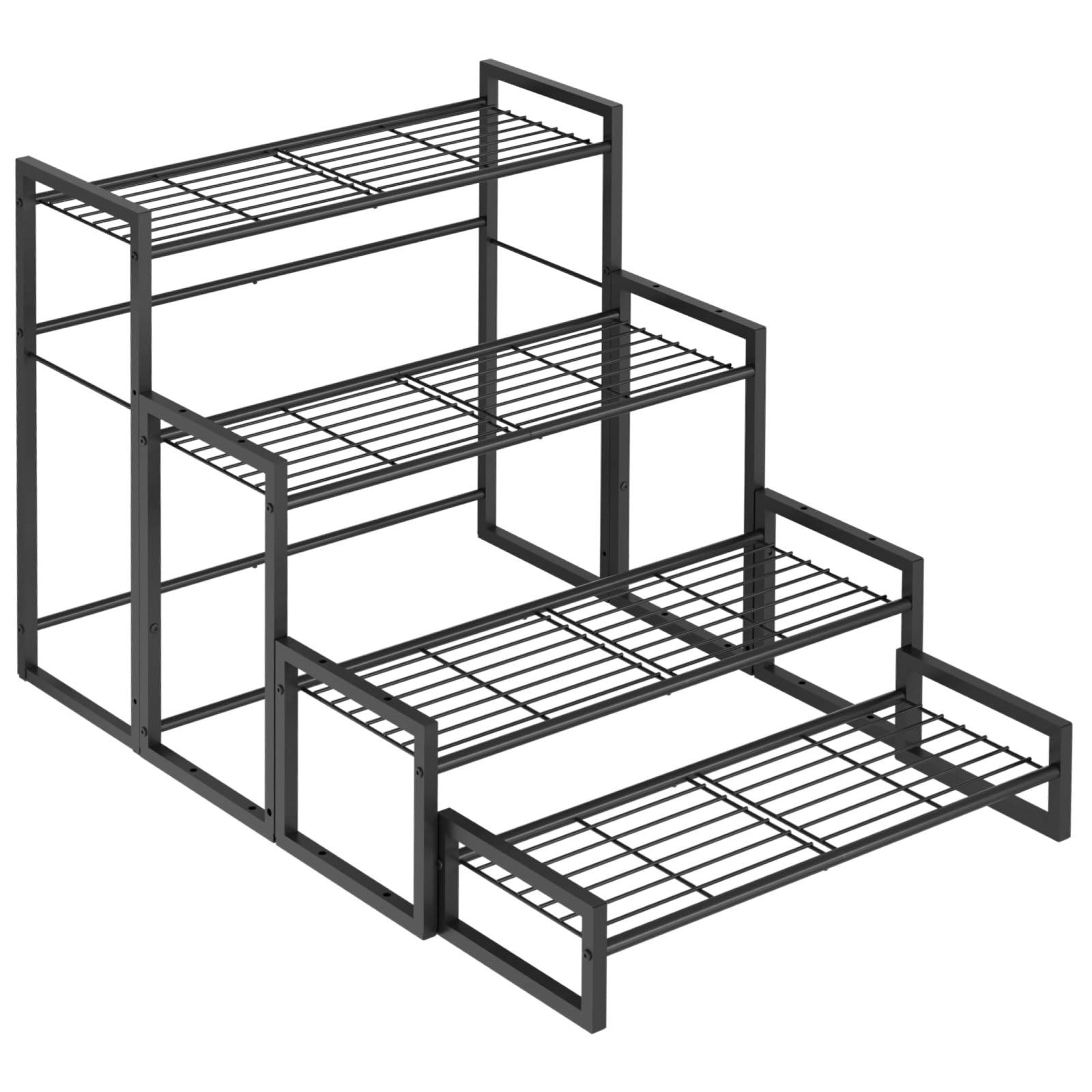 Photo 1 of VyGrow Plant Stand, 4 Tier Widened Stackable Tiered Plant Stand, Upgraded Scalable Heavy Duty Tall Plant Shelf for Indoor Outdoor, Garden, Display Shelves, Flower Pot Holder, Black