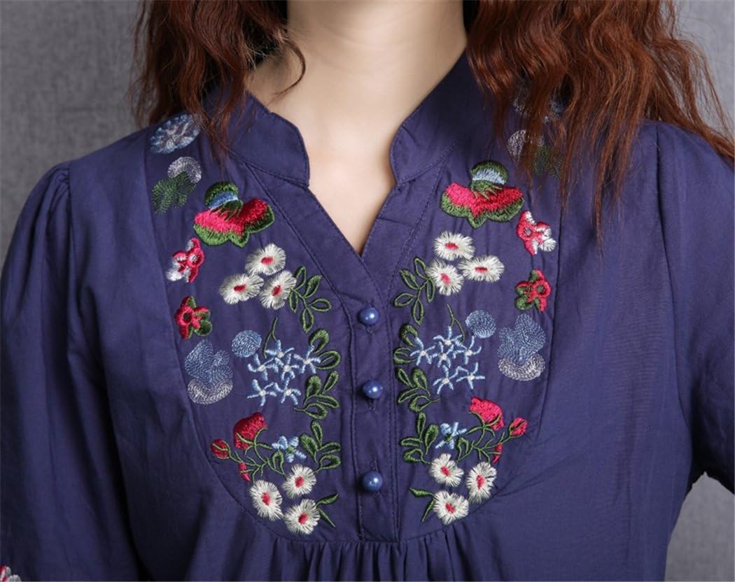 Kafeimali Women's Mexican Blouse Embroidered Peasant Dressy Tops 3/4 Sleeve - Image 4