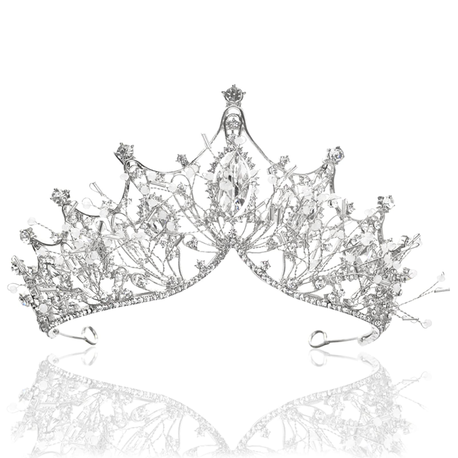 ysister Corona de la Reina de Cristal,Tiara de Boda Novia,Tiara Corona de Cristal con Diamantes,Fiesta Boda Nupcial Tiara Corona,para Corona Nupcial Proms de Boda Desfiles Niña Princesas Fiesta