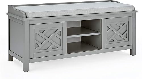 Miniatura 3 de Alaterre Furniture Coventry - Banco de almacenamiento de madera con cojín, 45 pulgadas de ancho, color gris