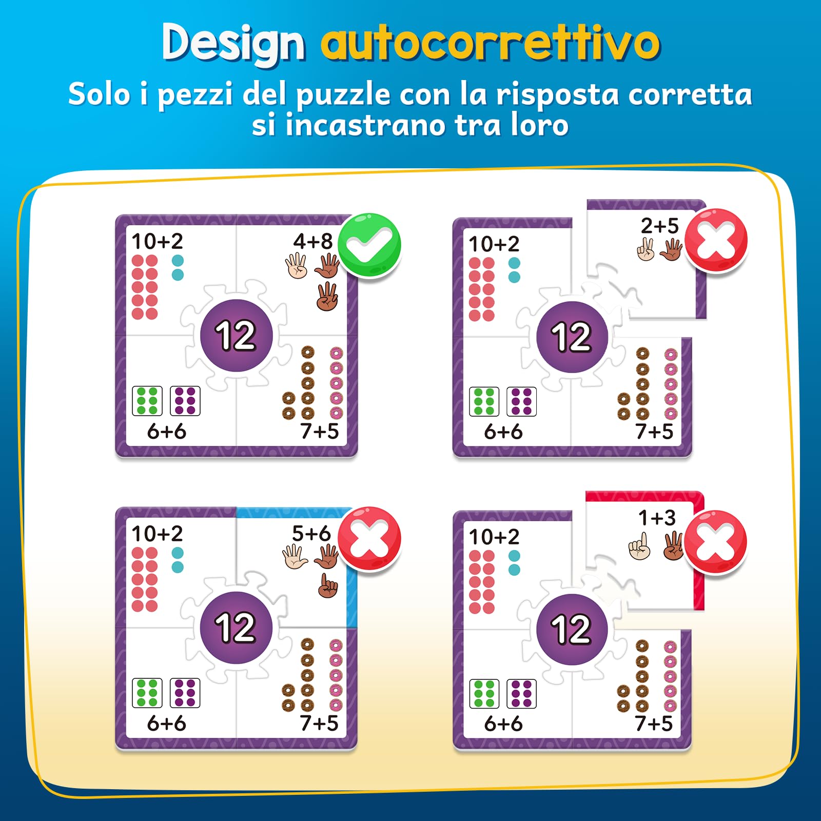 Giochi educativi di matematica per bambini dai 5 ai 7 anni, giocattoli di matematica, apprendimento conteggio, giochi di addizione e sottrazione, attività educative per l'asilo e la scuola, per
