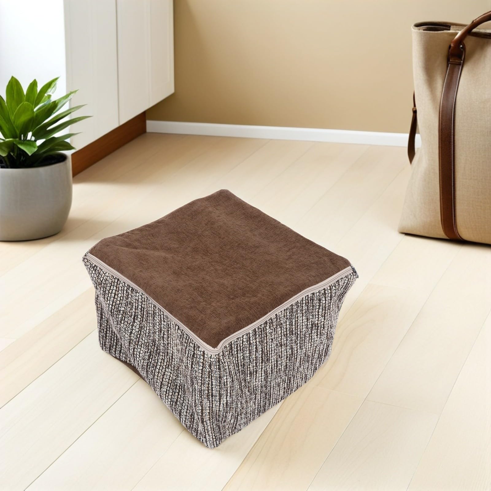 NUOBESTY Abnehmbarer Fußhockerbezug aus Weicher Baumwolle Staubdichte Ottomanenhülle mit Kratzfestem Schutz 52x52x35cm für Wohnzimmer und Schlafzimmer