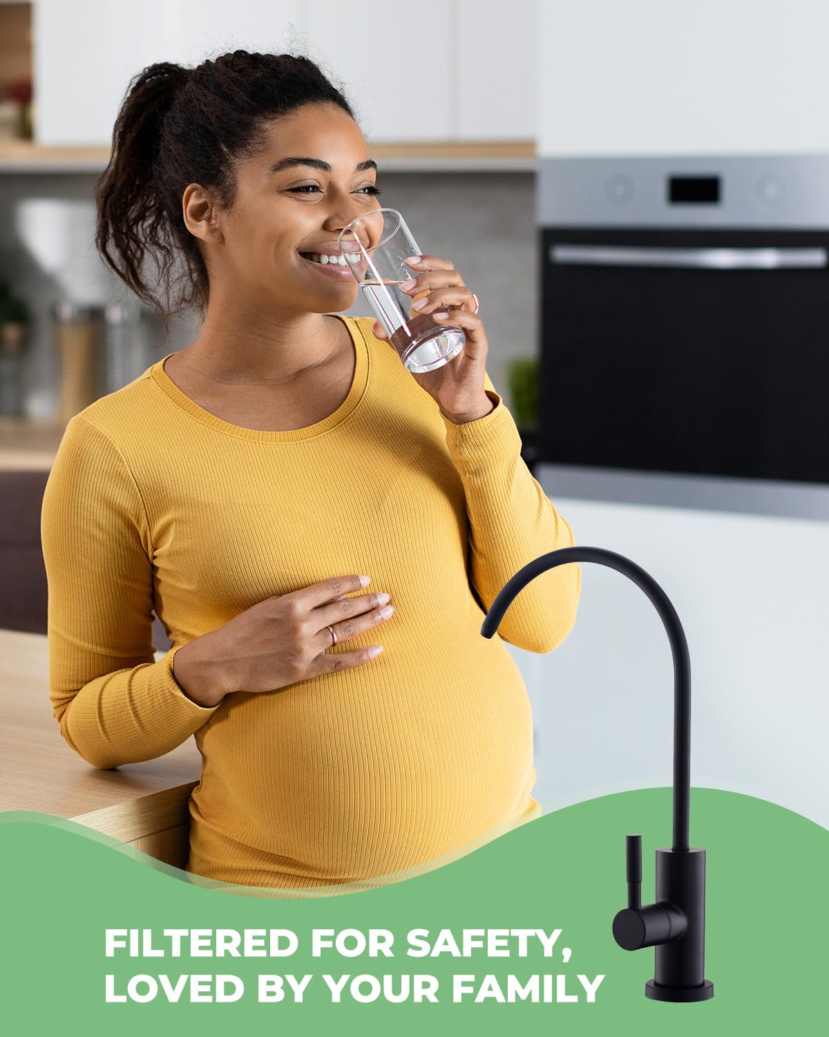 Grifos de agua potable para fregadero de cocina, grifo de filtro de agua negro mate para ósmosis inversa o sistema de filtración de agua, grifo de fregadero de barra RO, acero inoxidable
