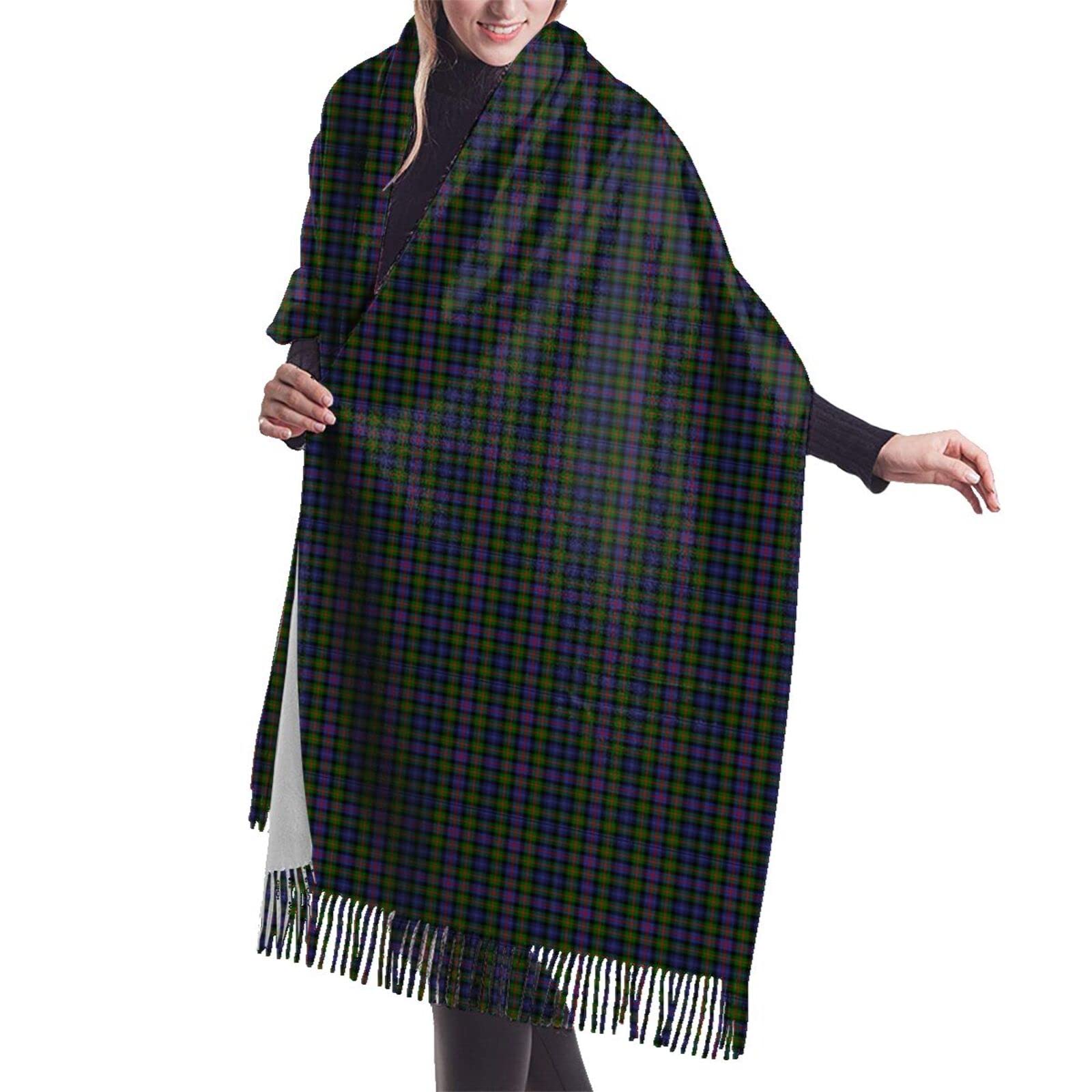 Gqwjksz Women's Clan Murray Of Atholl Tartan 8 Clan Murray Of Atholl Tartan Long & Wide Clan Rose Hunting Tartan Cashmere Feel Shawl Wrap Winter Warm Scarf 77X27inch