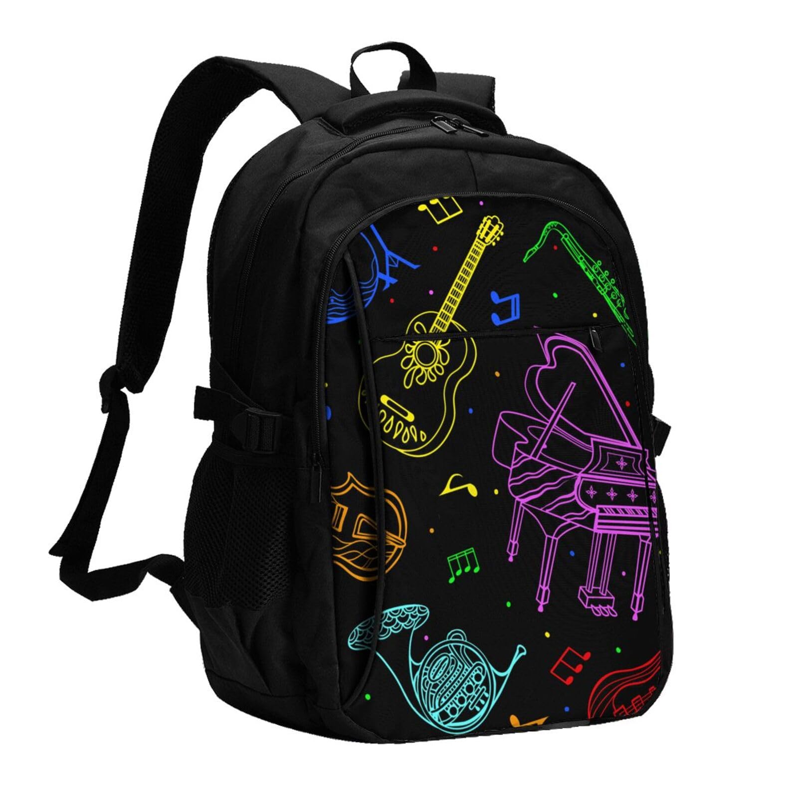 InOmak Musikinstrumente in Neonfarben, Reiserucksack, Freizeitrucksack, Schulrucksack, Laptop-Rucksack für Damen und Herren